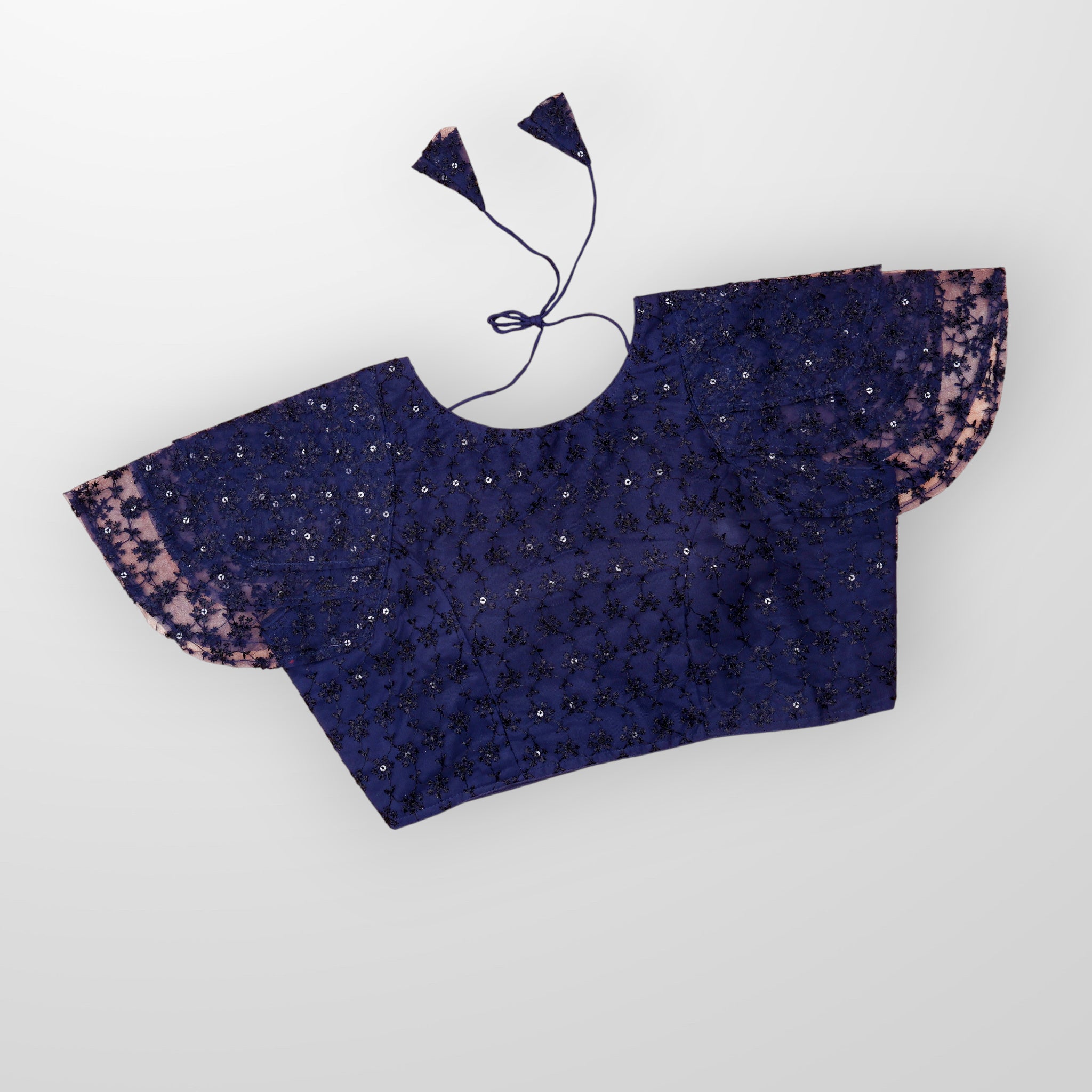 Embroidered Ruffle Sleeve Cotton Readymade Blouse