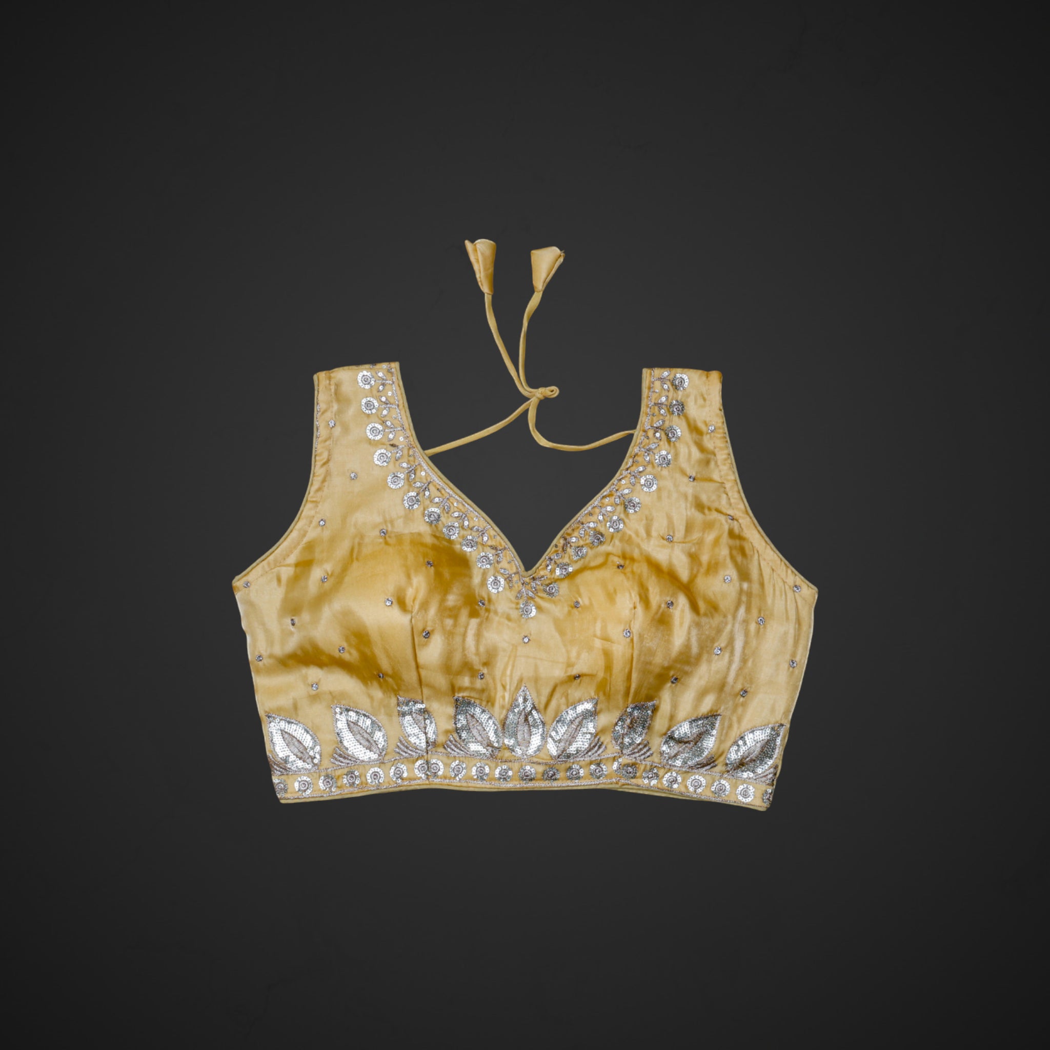 Silk Sequined Zari Leaf Embroidered Blouse