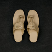 Beige Open Toe Ethnic Flats