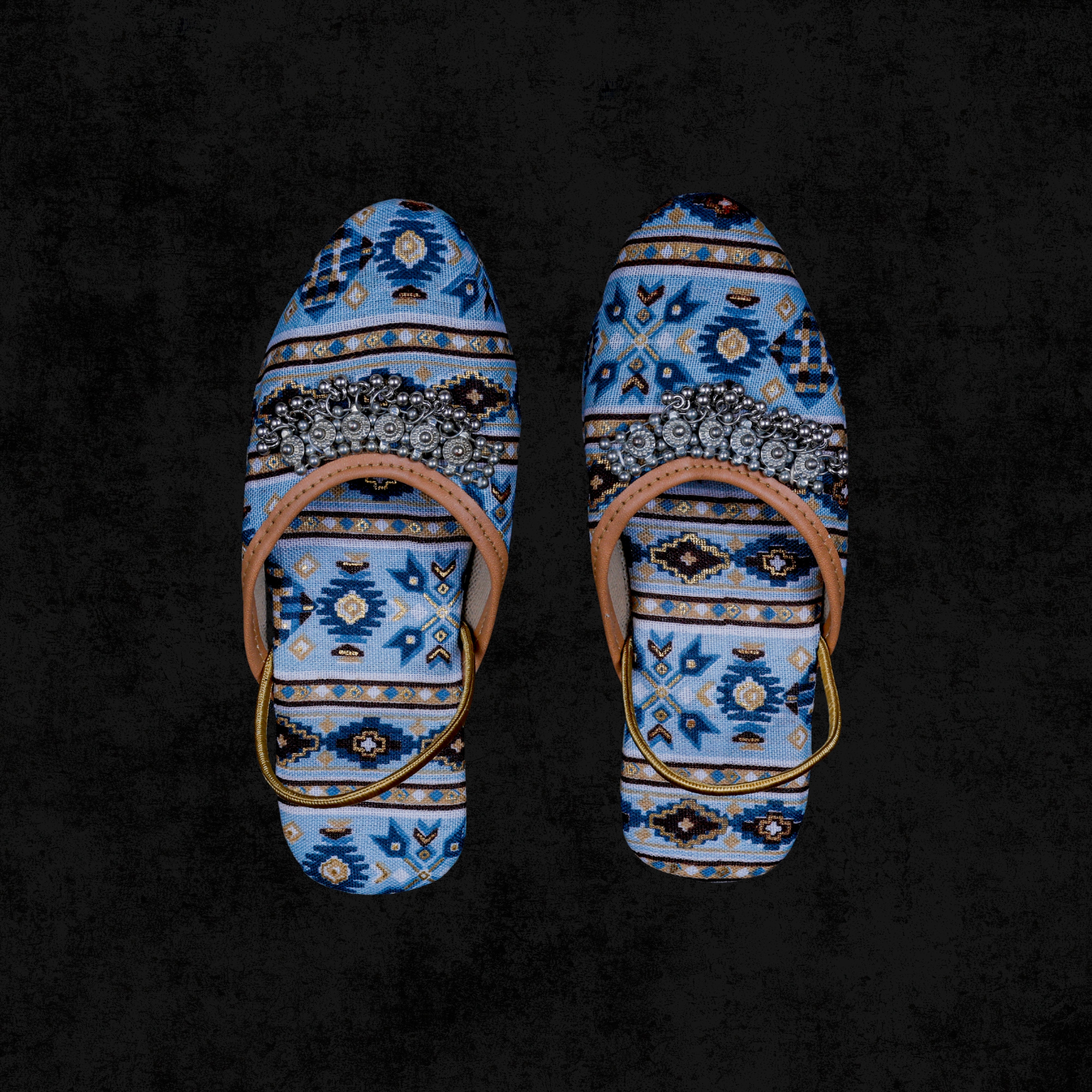 Light Green Textured Ethnic Mules