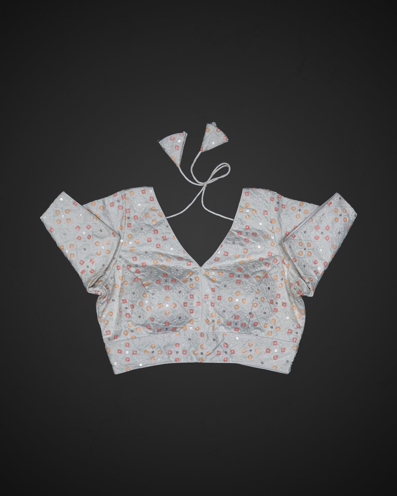 Tussar Silk V Neck Hook Closure Readymade Blouse
