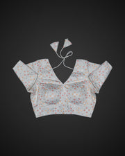 Tussar Silk V Neck Hook Closure Readymade Blouse