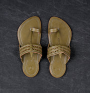 Olive Green Open Toe Kolhapuri Sandals