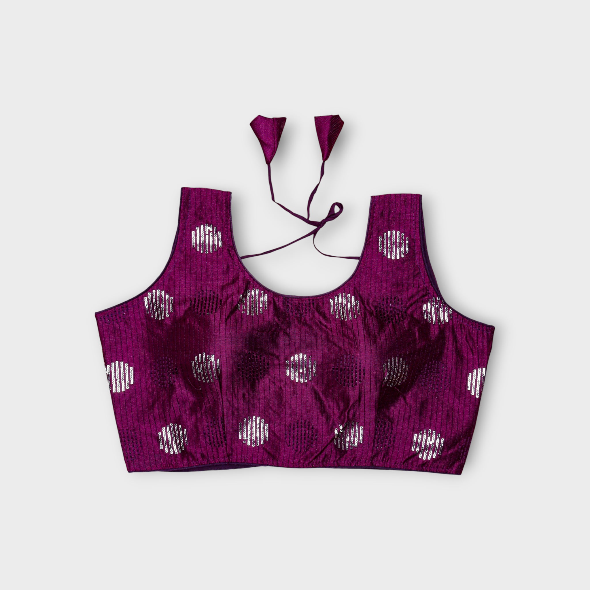 Silk U Neck Embroidered Readymade Blouse