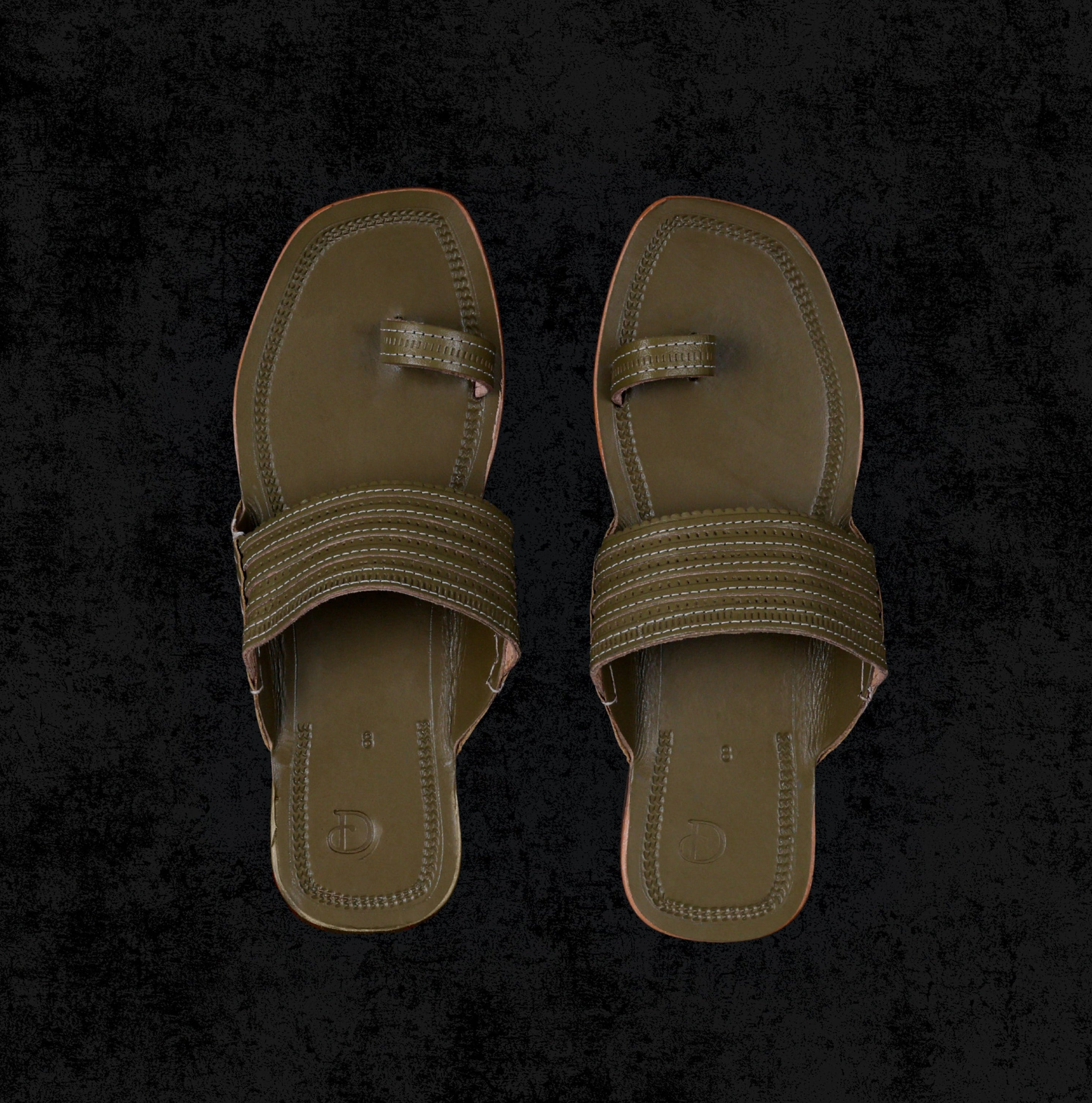 Light Green Artisan Leather Kolhapuri Sandals