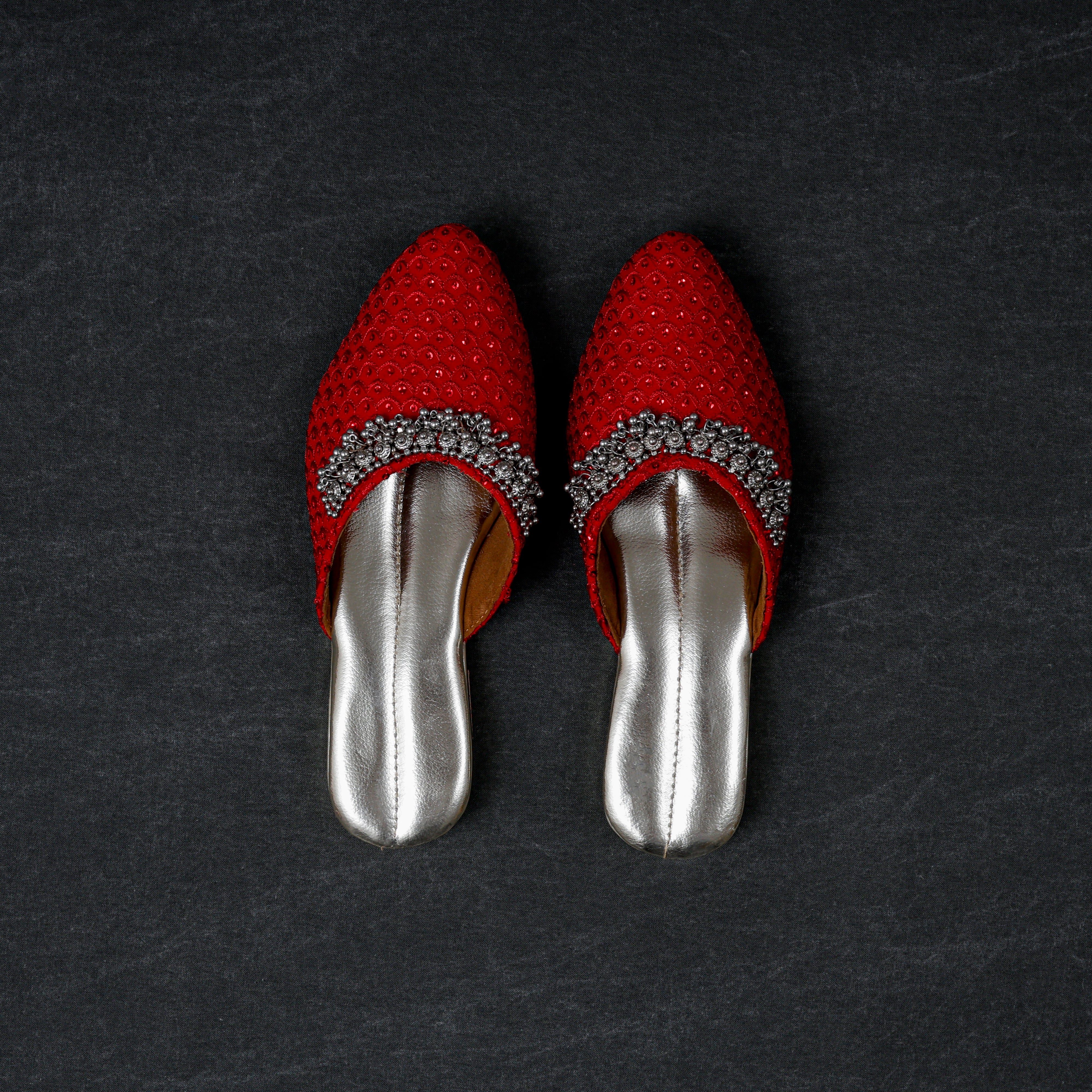 Red Pointed Artisan Mules
