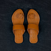 Tan Patent Leather Ethnic Flats