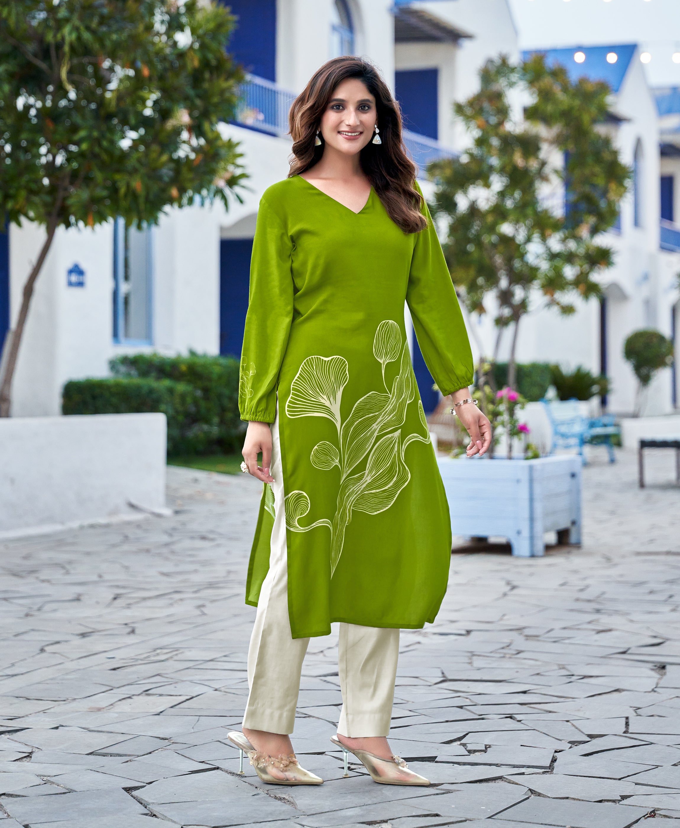 Geometric Botanical Pattern Kurta