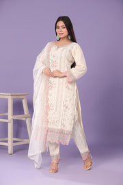 Embroidered Cotton Pakistani Suit With Dupatta