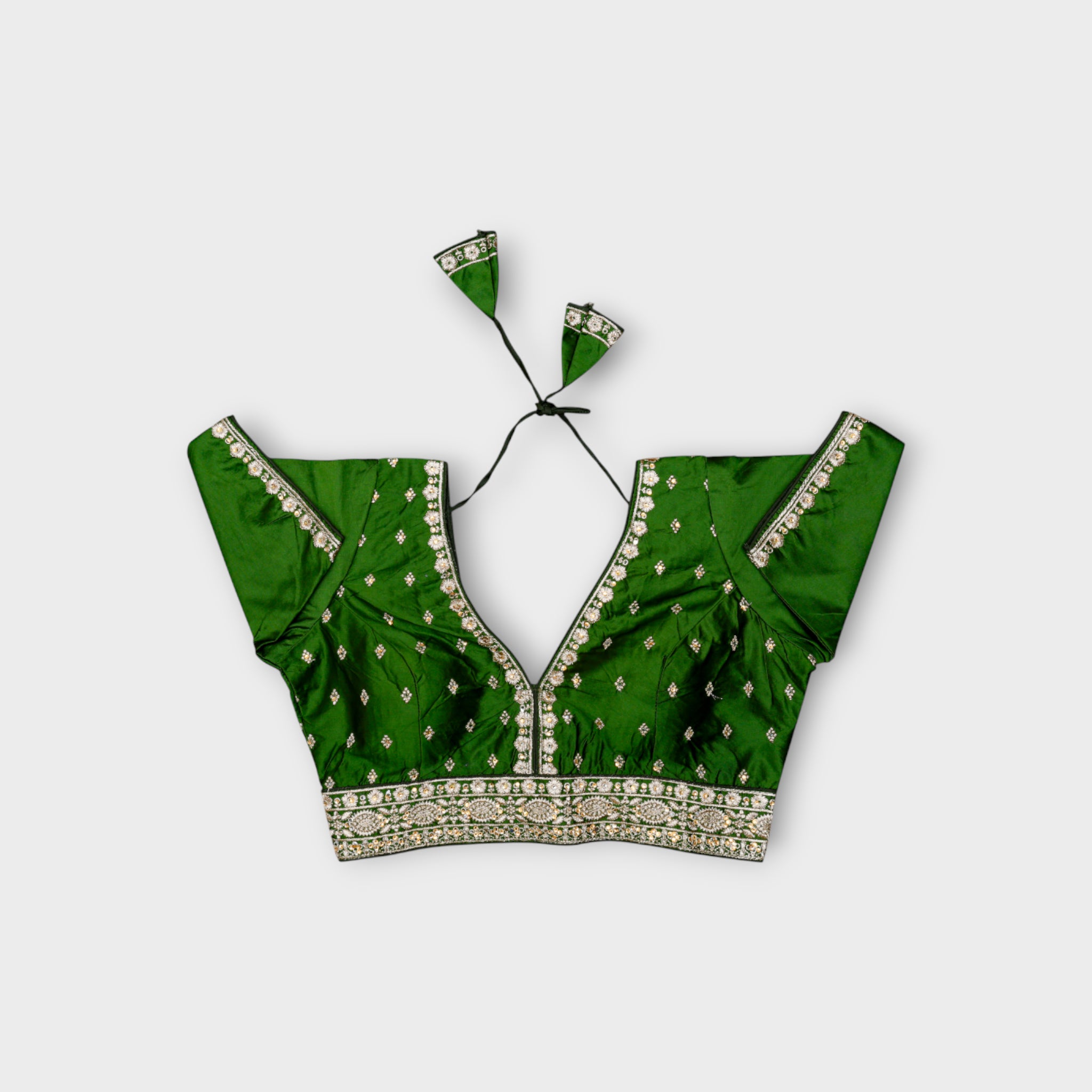 Silk V Neck Back Closure Readymade Blouse