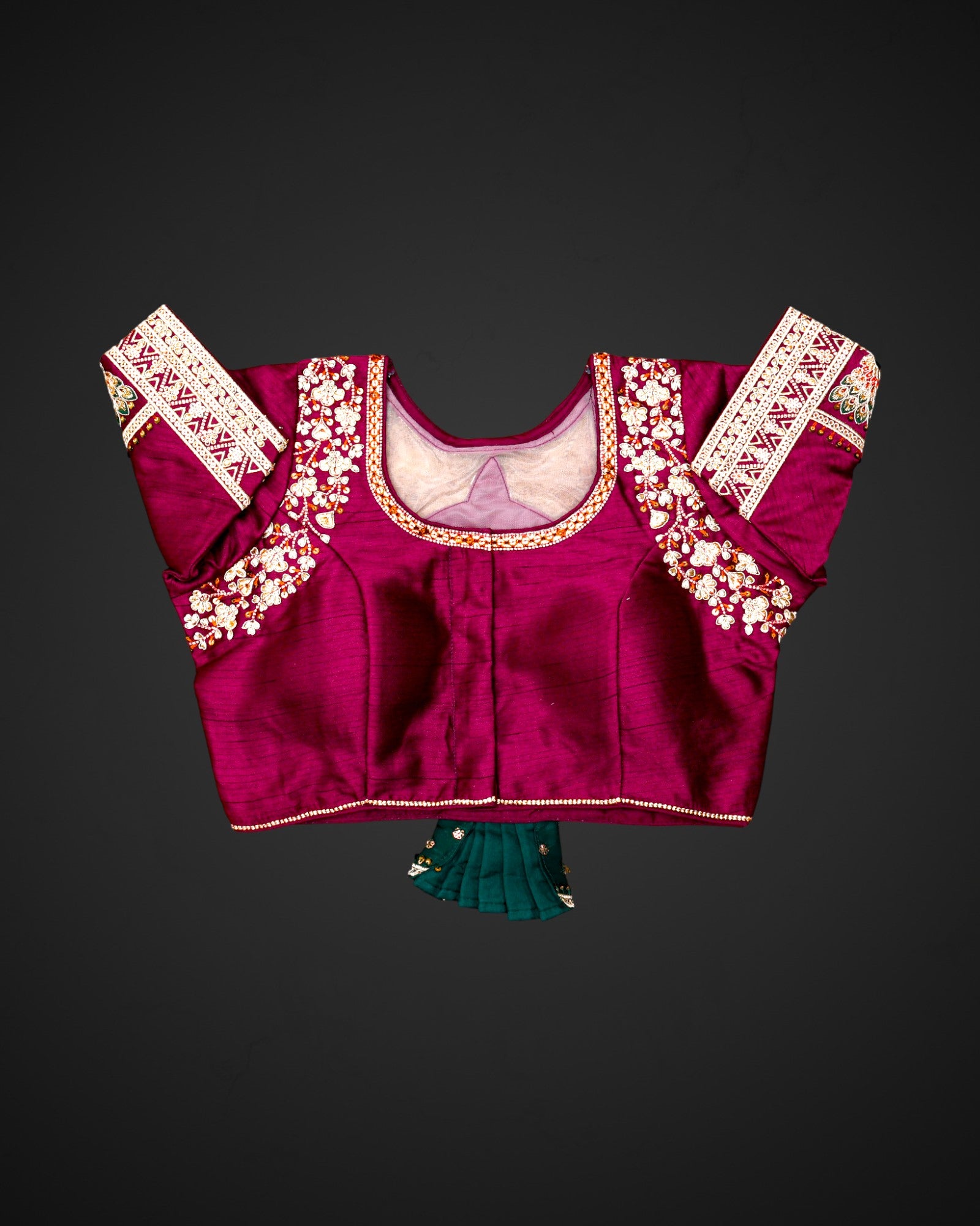 Silk U Neck Cutout Back Readymade Blouse