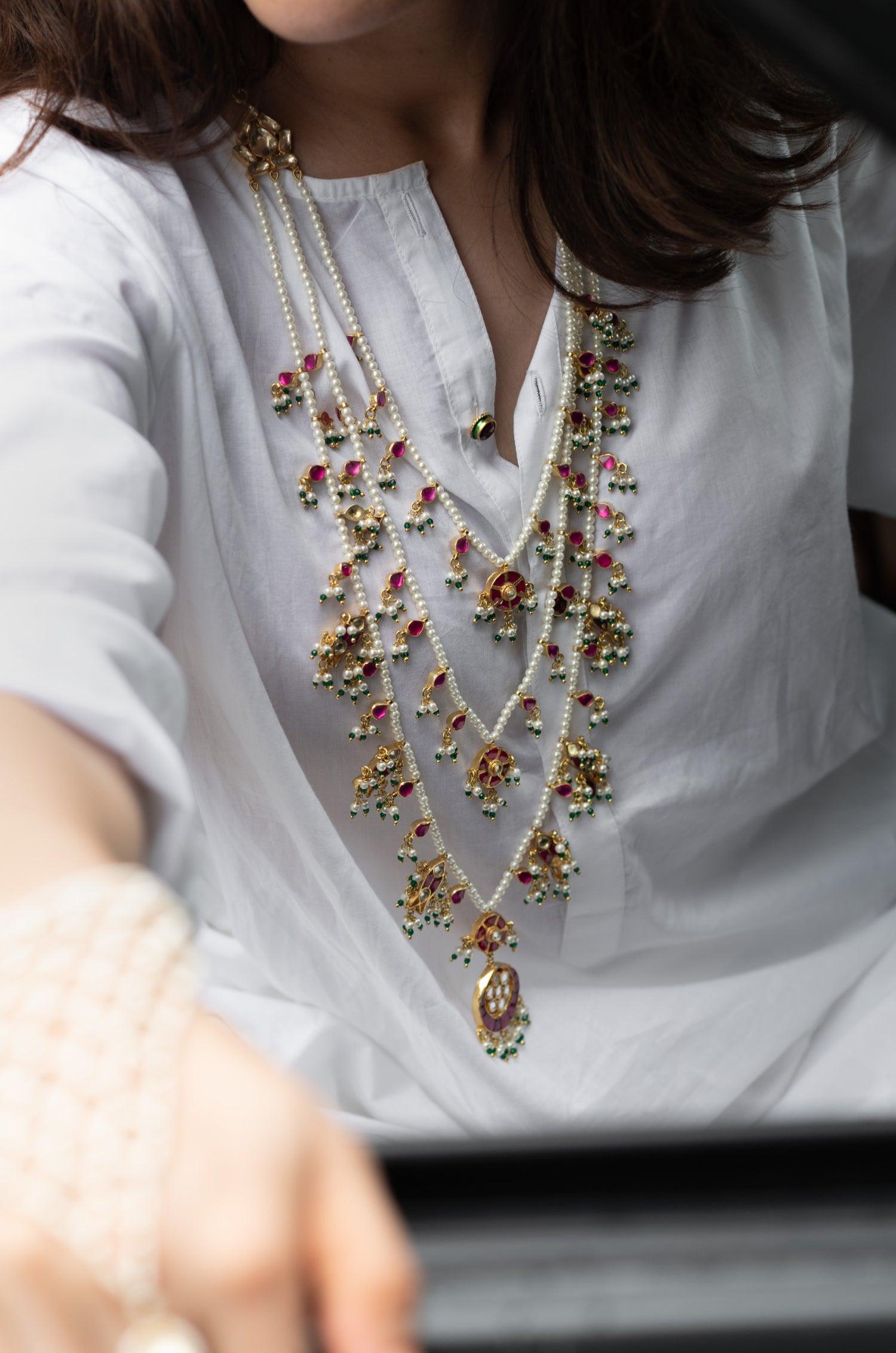 Kundan Multilayer Pearl Necklace - Dyulokha