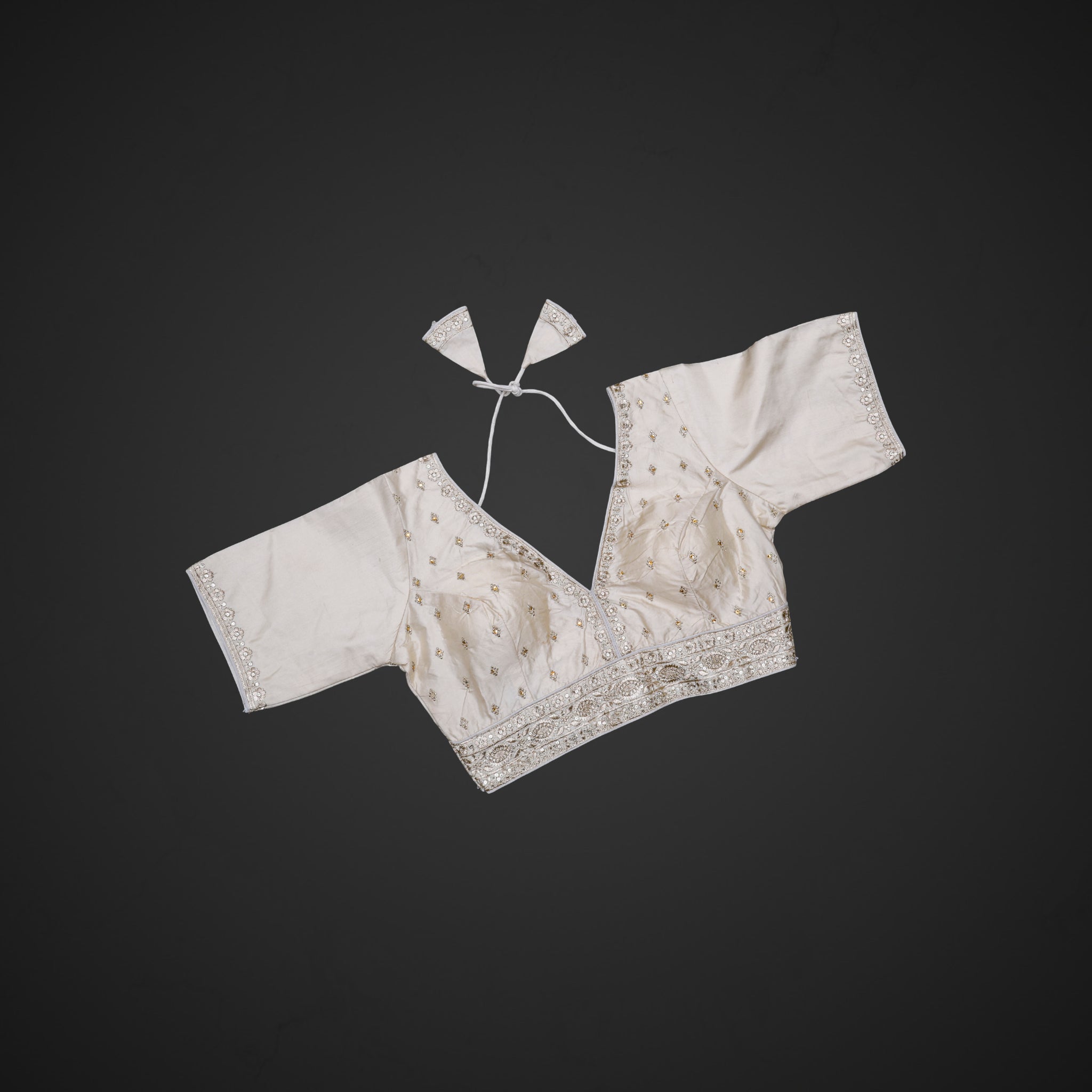 Silk V Neck Back Closure Readymade Blouse