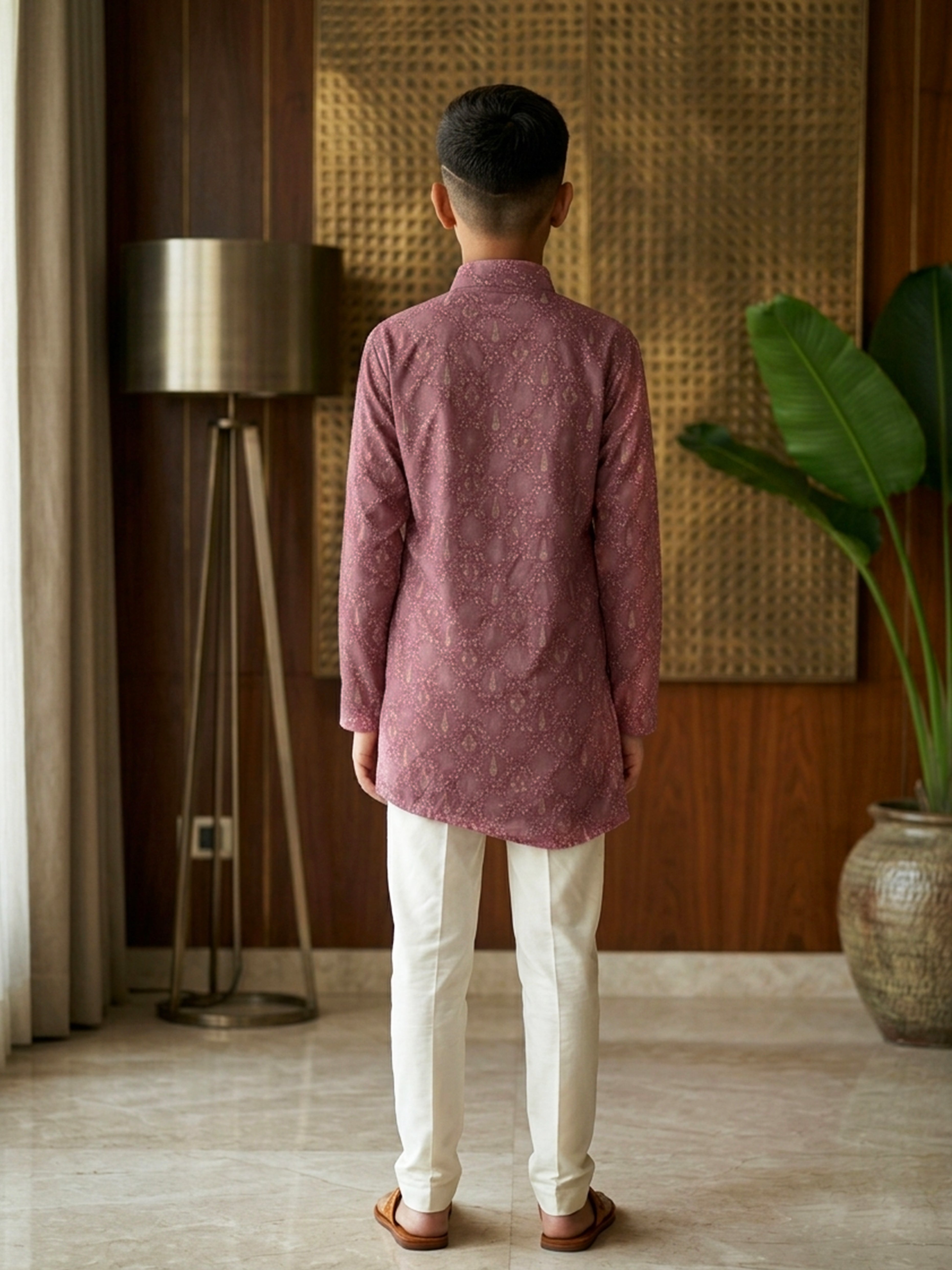 Geometric Embroidered Cotton Kurta Pajama Set