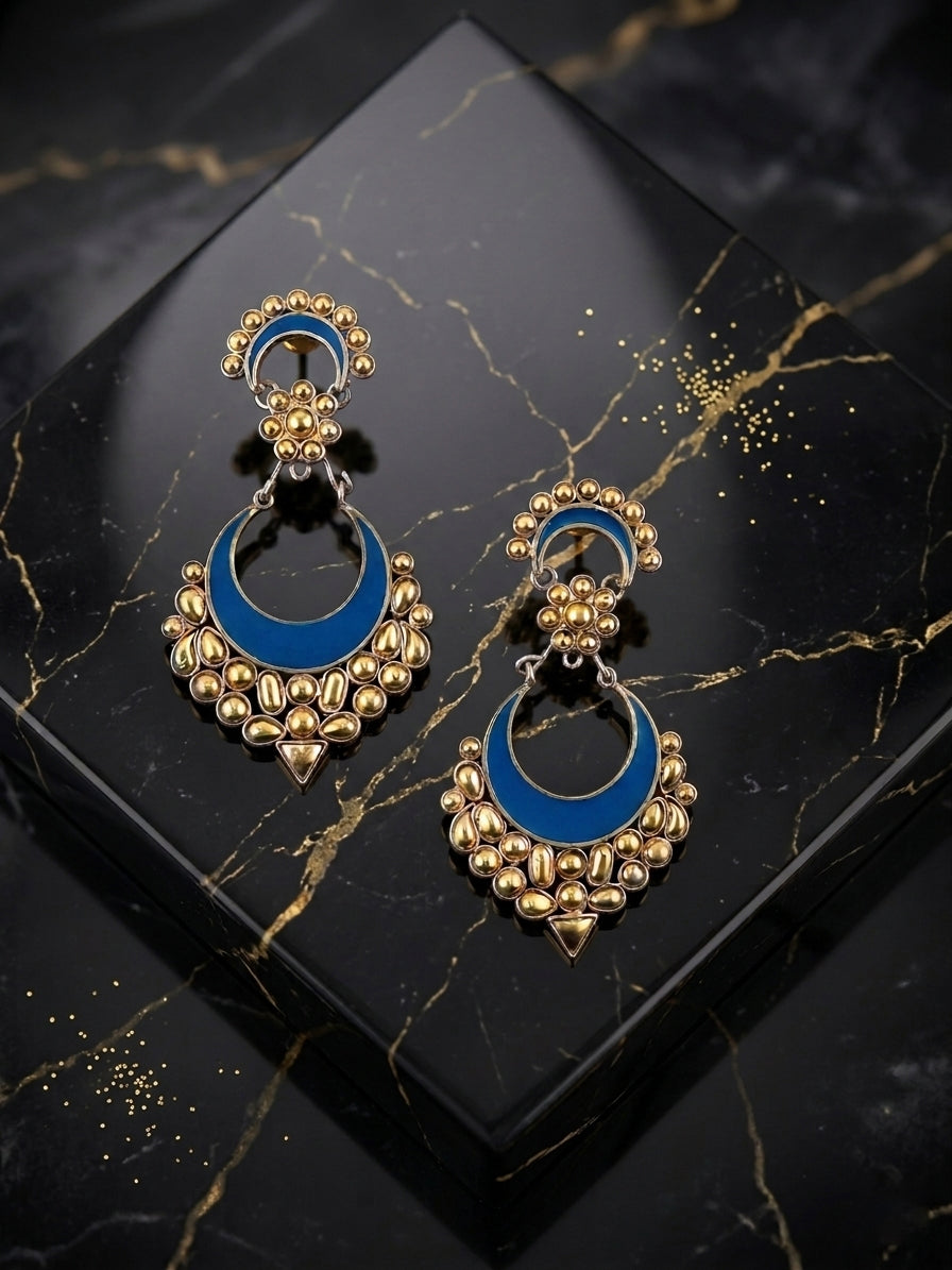 Blue and Gold Harmony Chandbalis