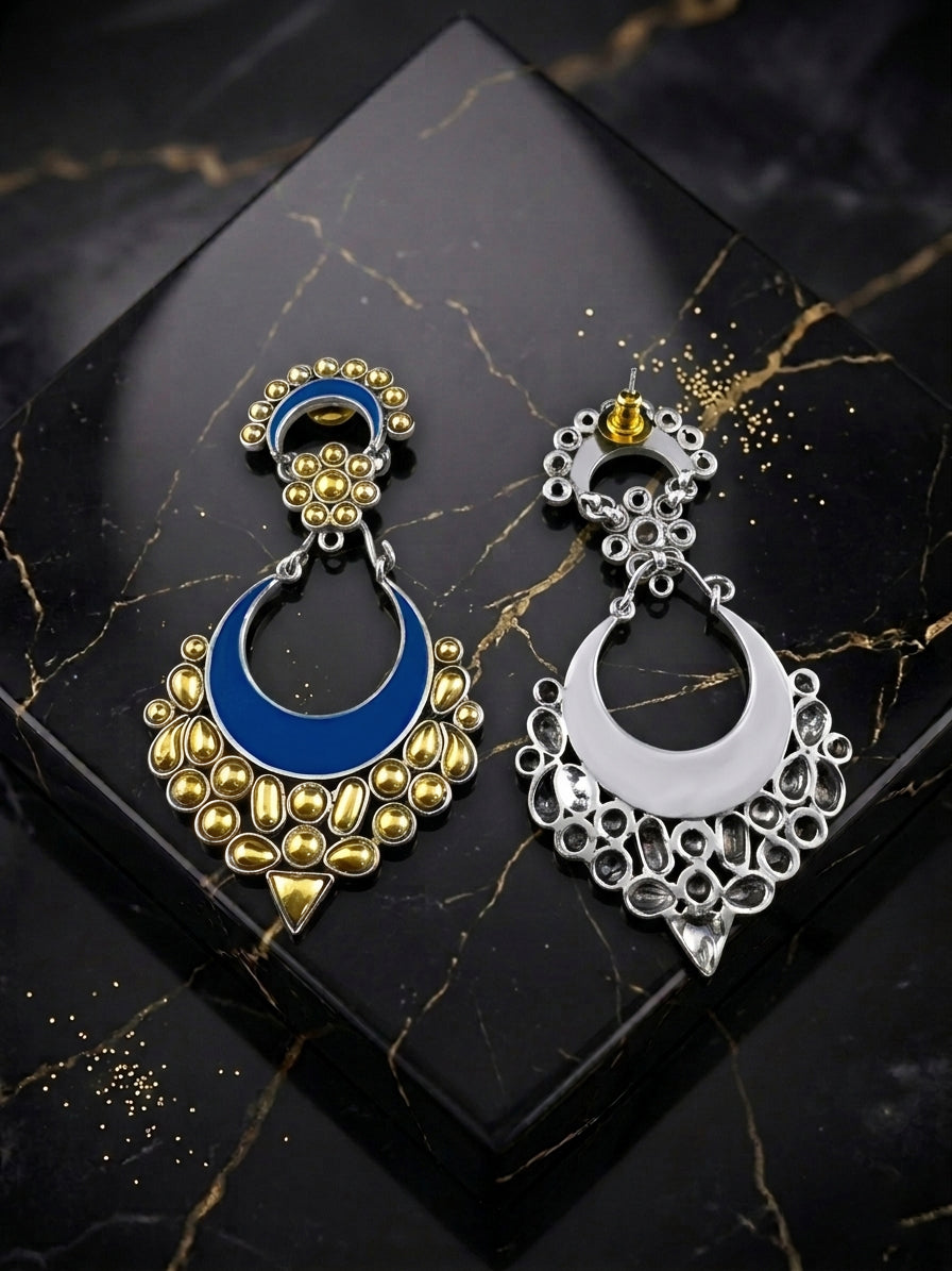 Blue and Gold Harmony Chandbalis