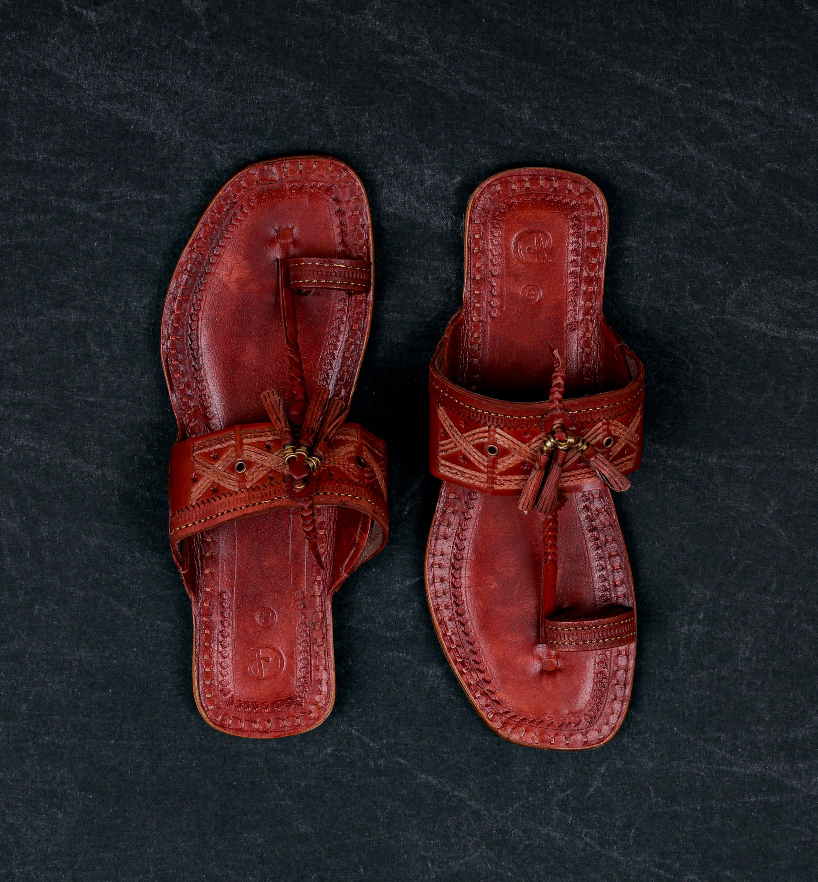 Dark Camel Leather Kolhapuri Sandals