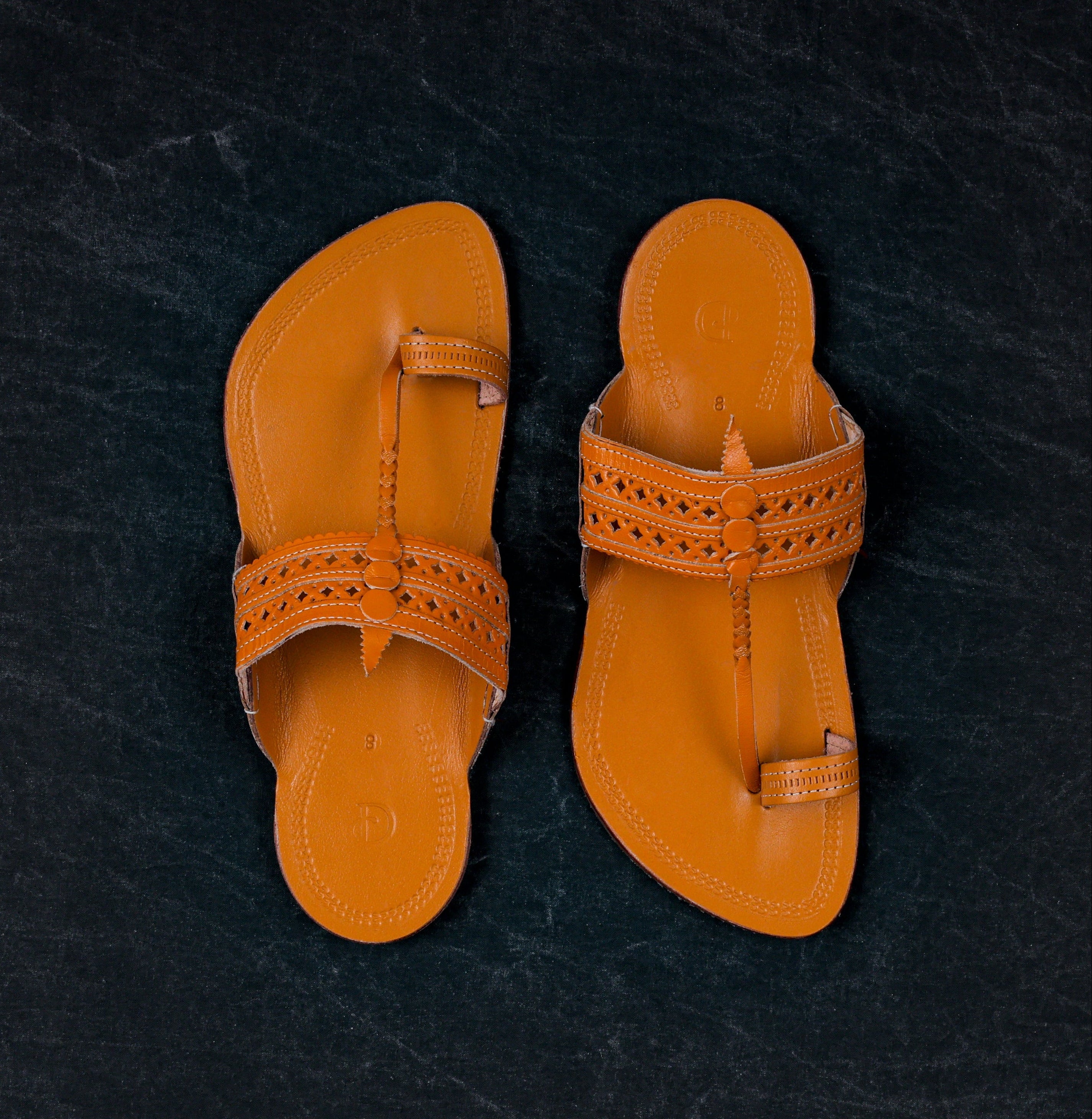 Patent Leather Tan Kolhapuri Chappal