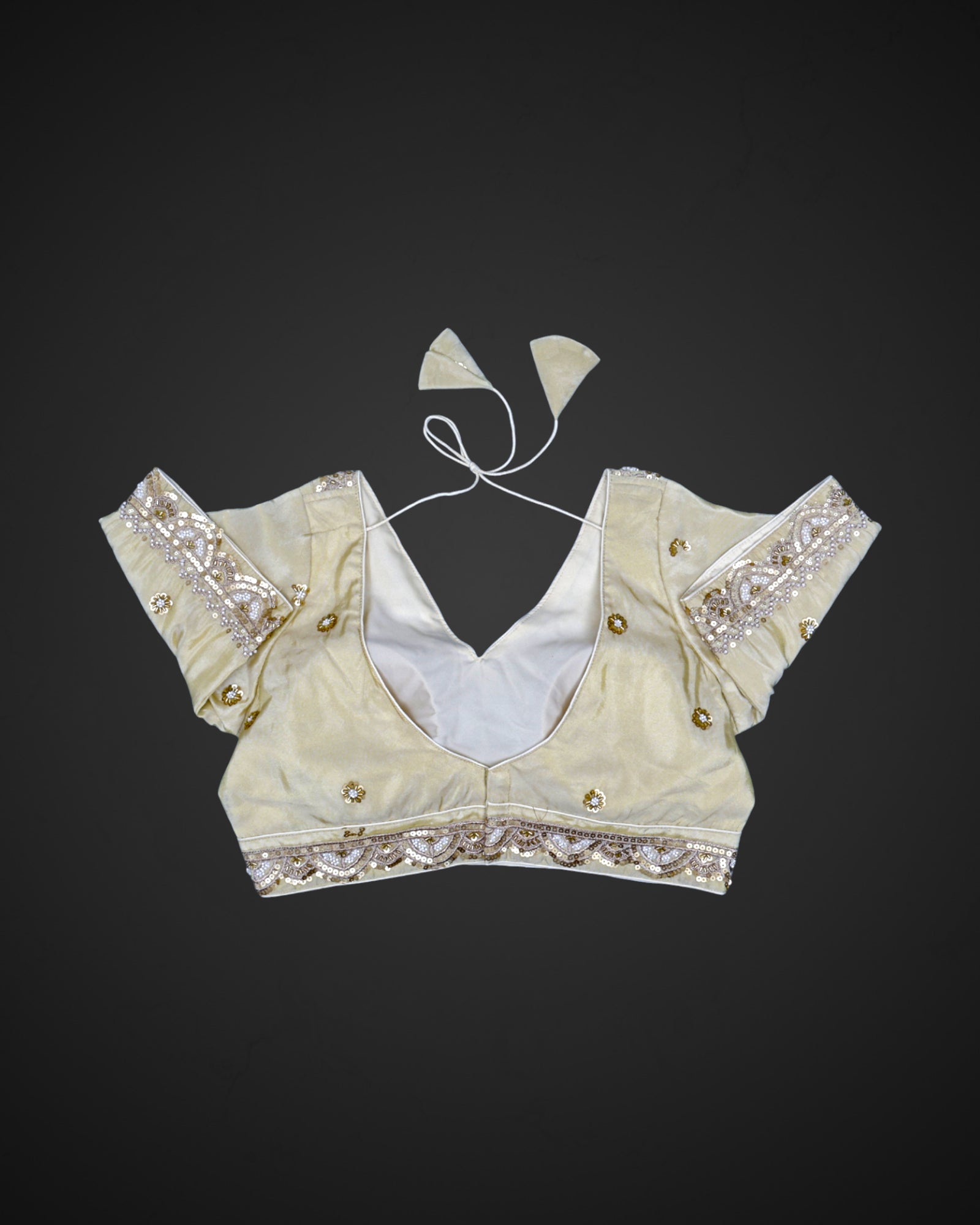V Neck Cotton Deep Back Readymade Blouse
