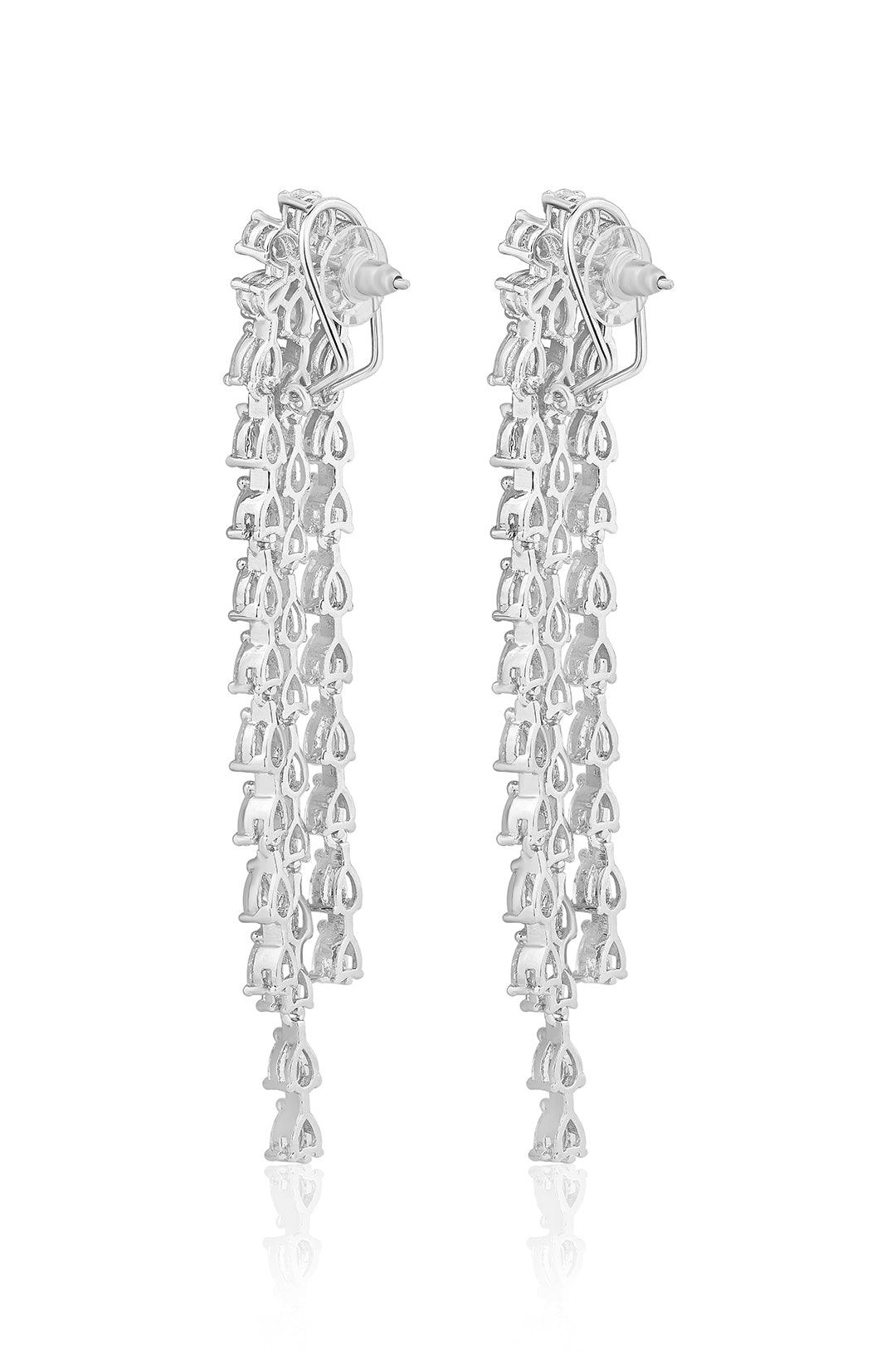 Ethereal Sparkle Long Diamond Danglers - Dyulokha