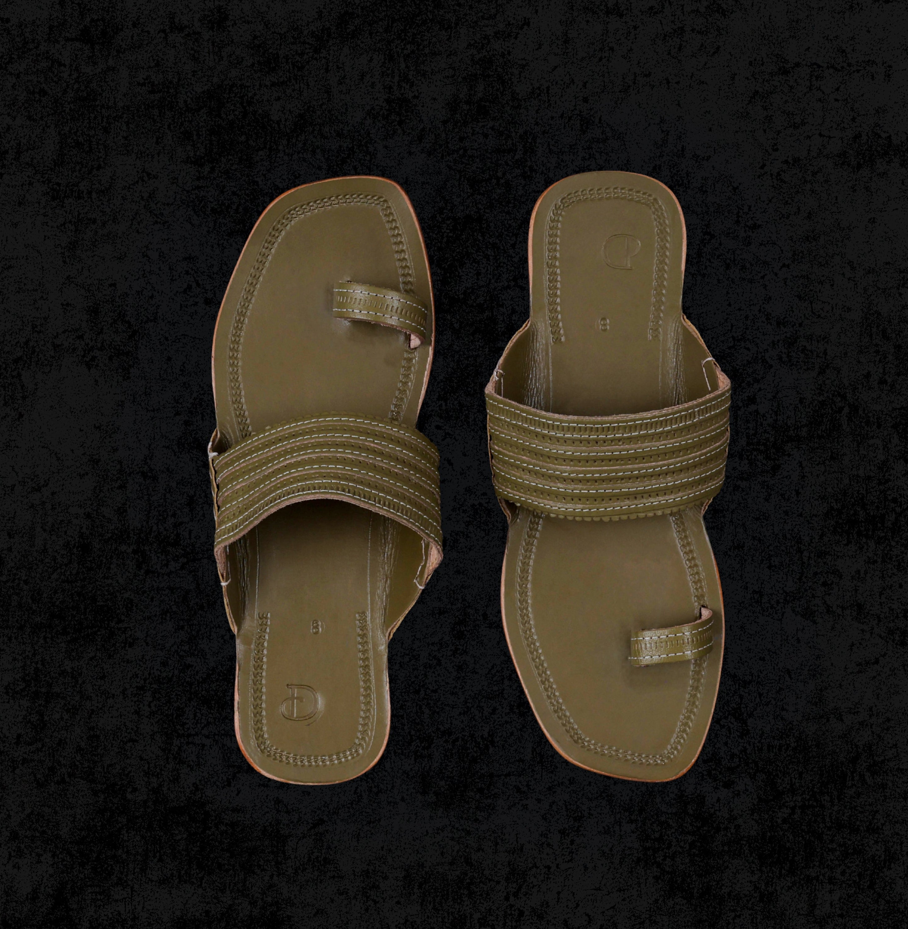Light Green Artisan Leather Kolhapuri Sandals