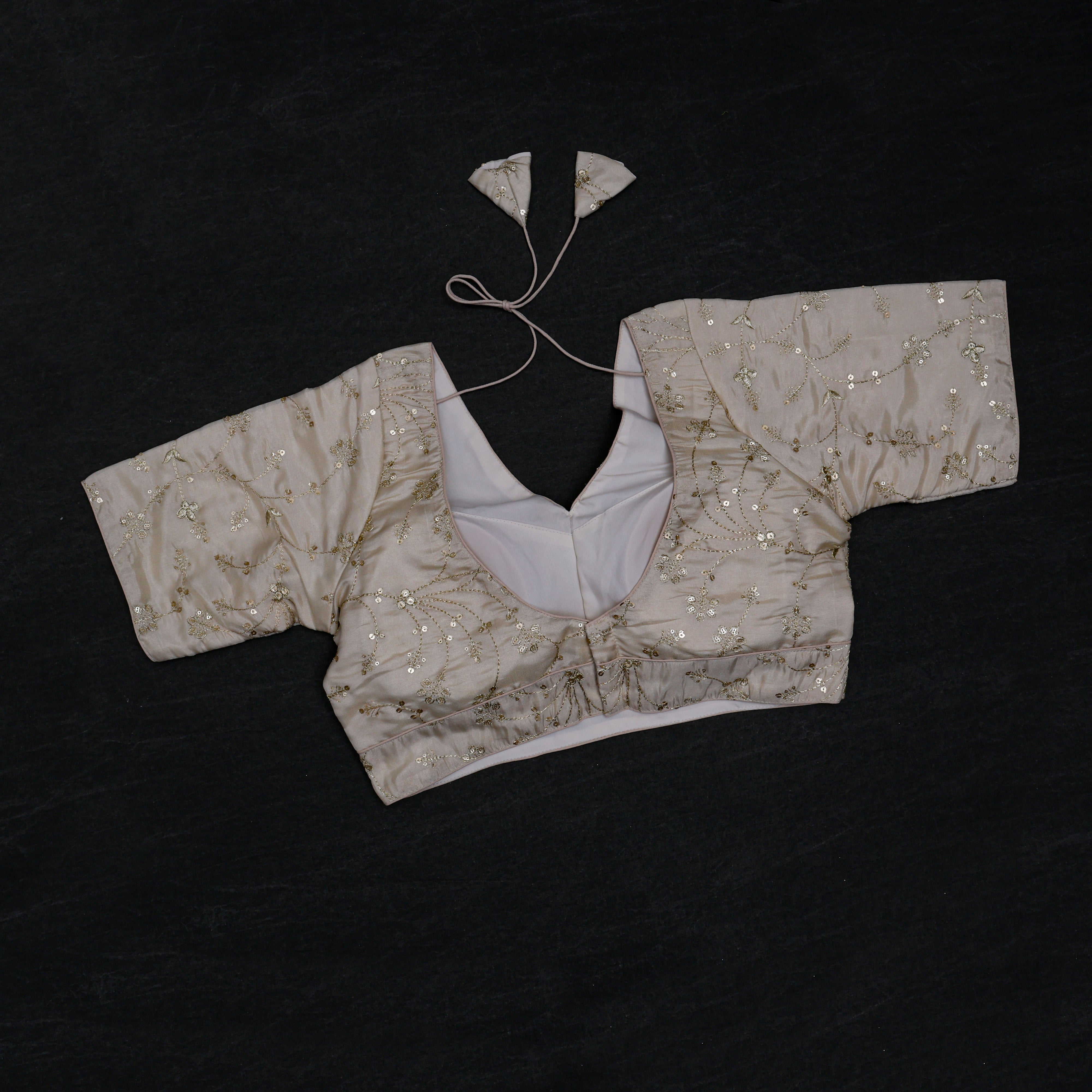 Silk V Neck Fitted Sleeve Readymade Blouse