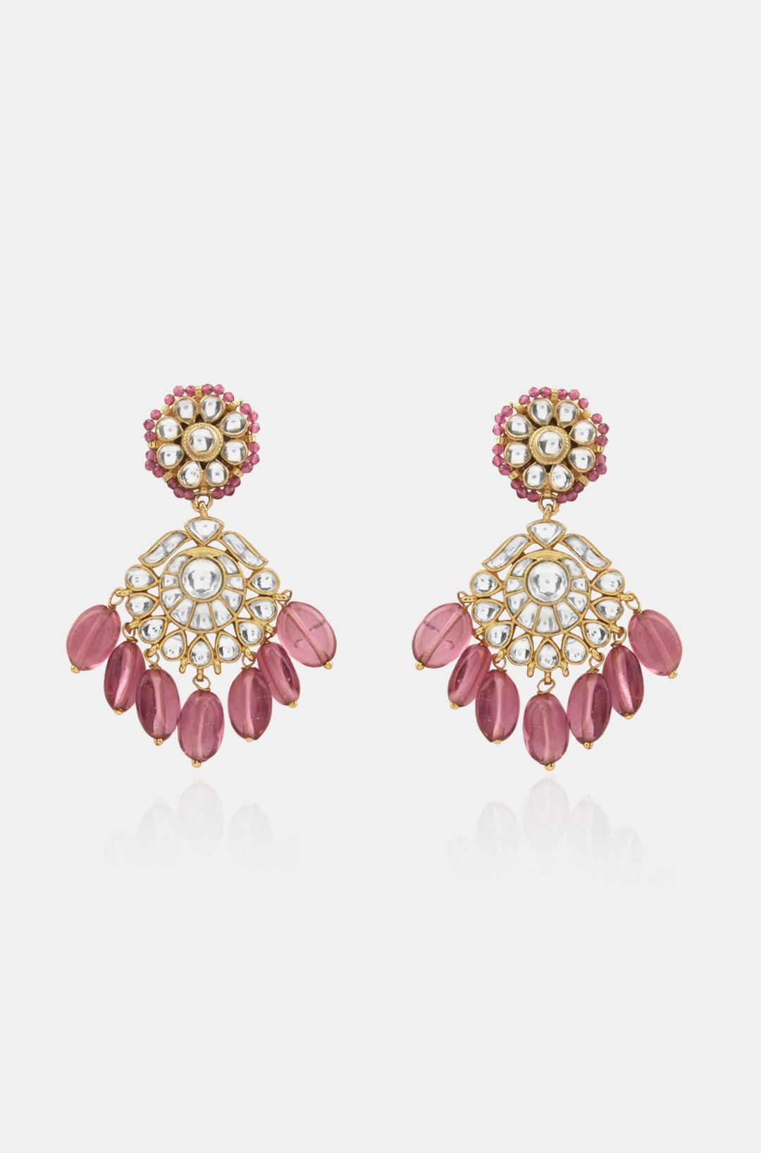 Pink Radiance Kundan Necklace Set - Dyulokha