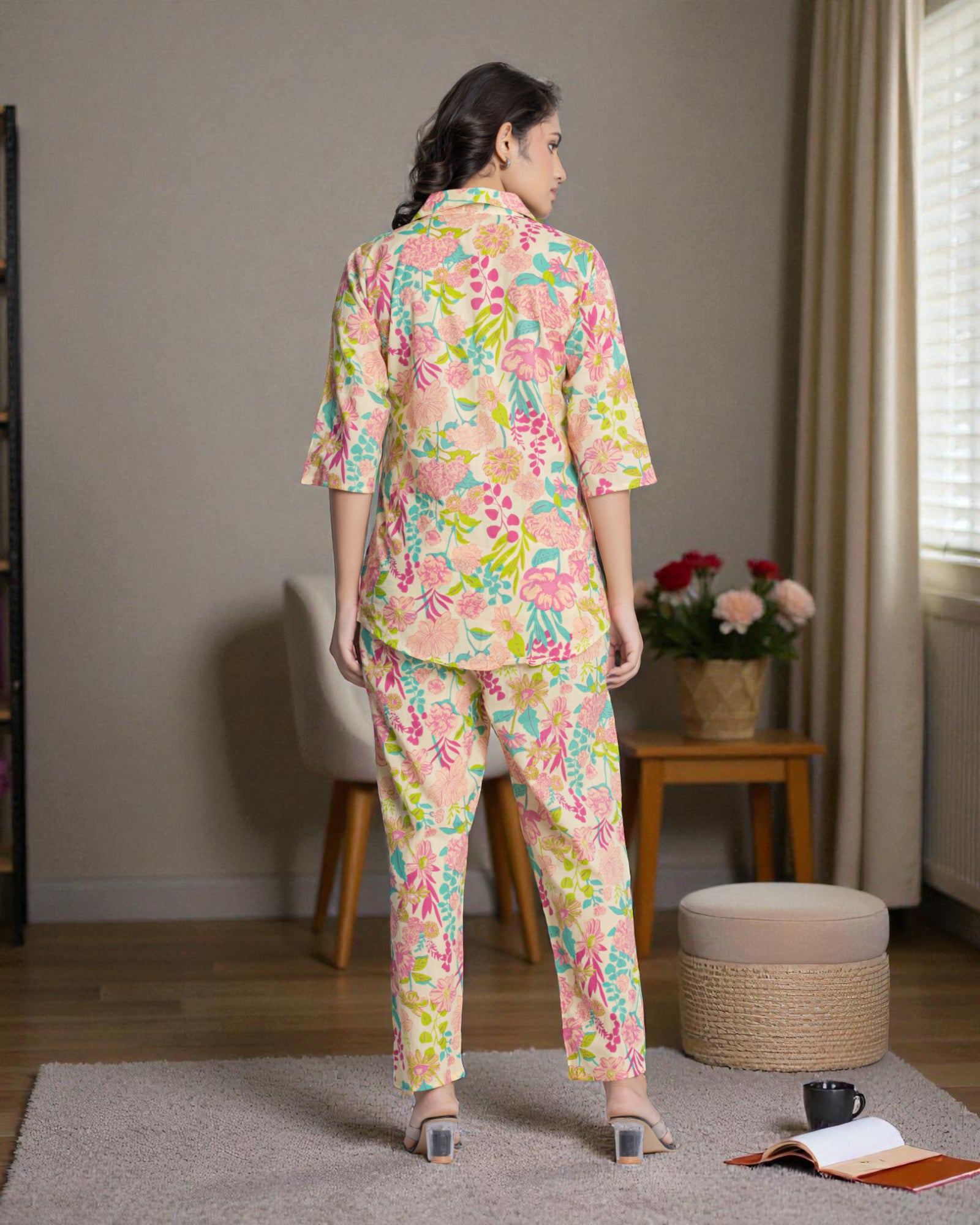 Floral Printed Cotton Cord Co-Ord Set
