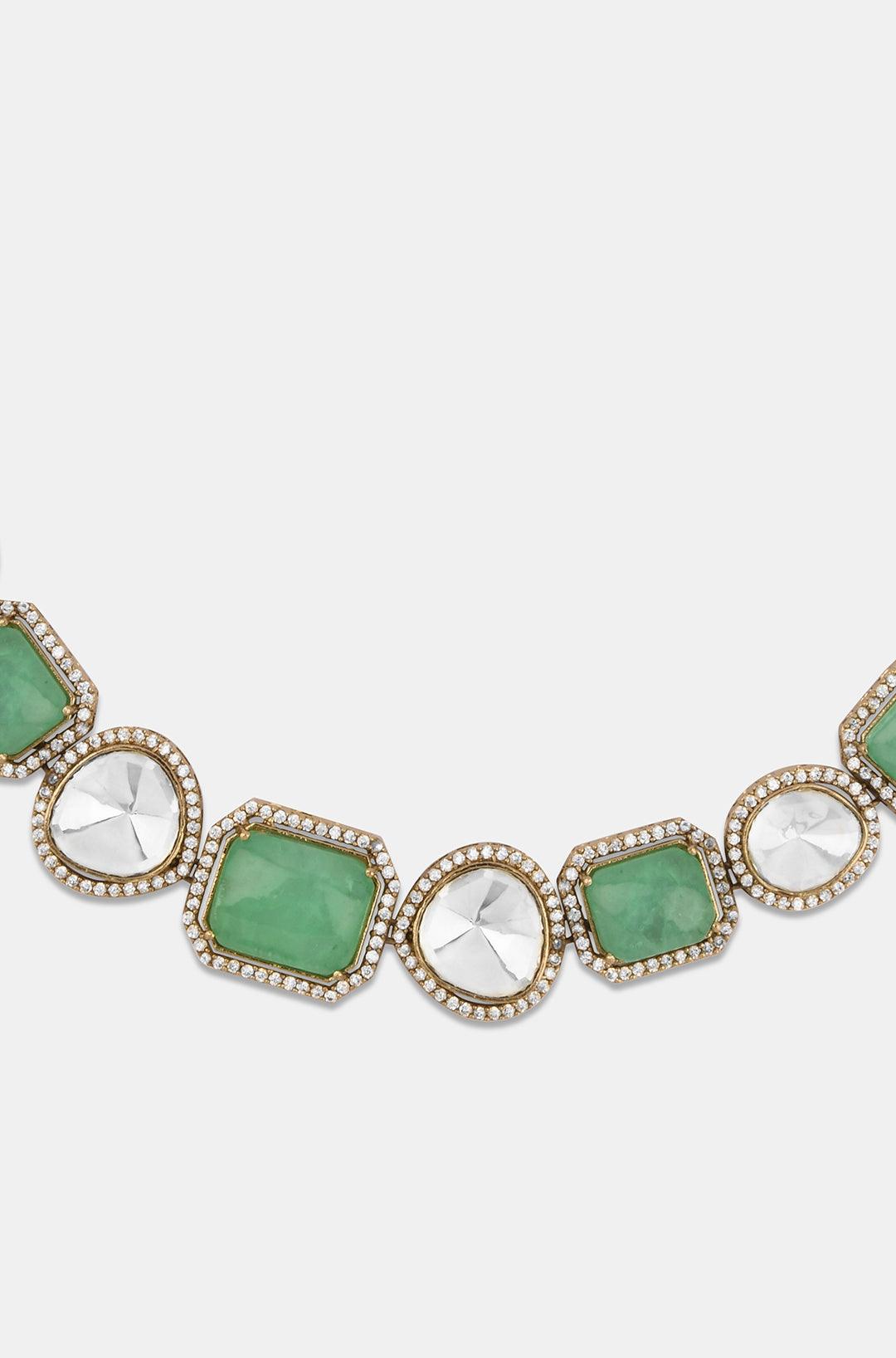 Regal Mint Polki Delight Necklace - Dyulokha