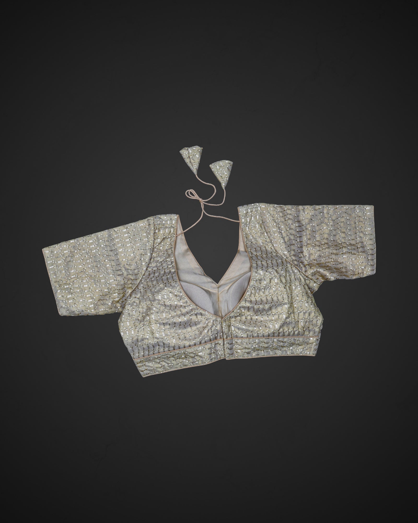 Tissue V Neck Deep Back Readymade Blouse