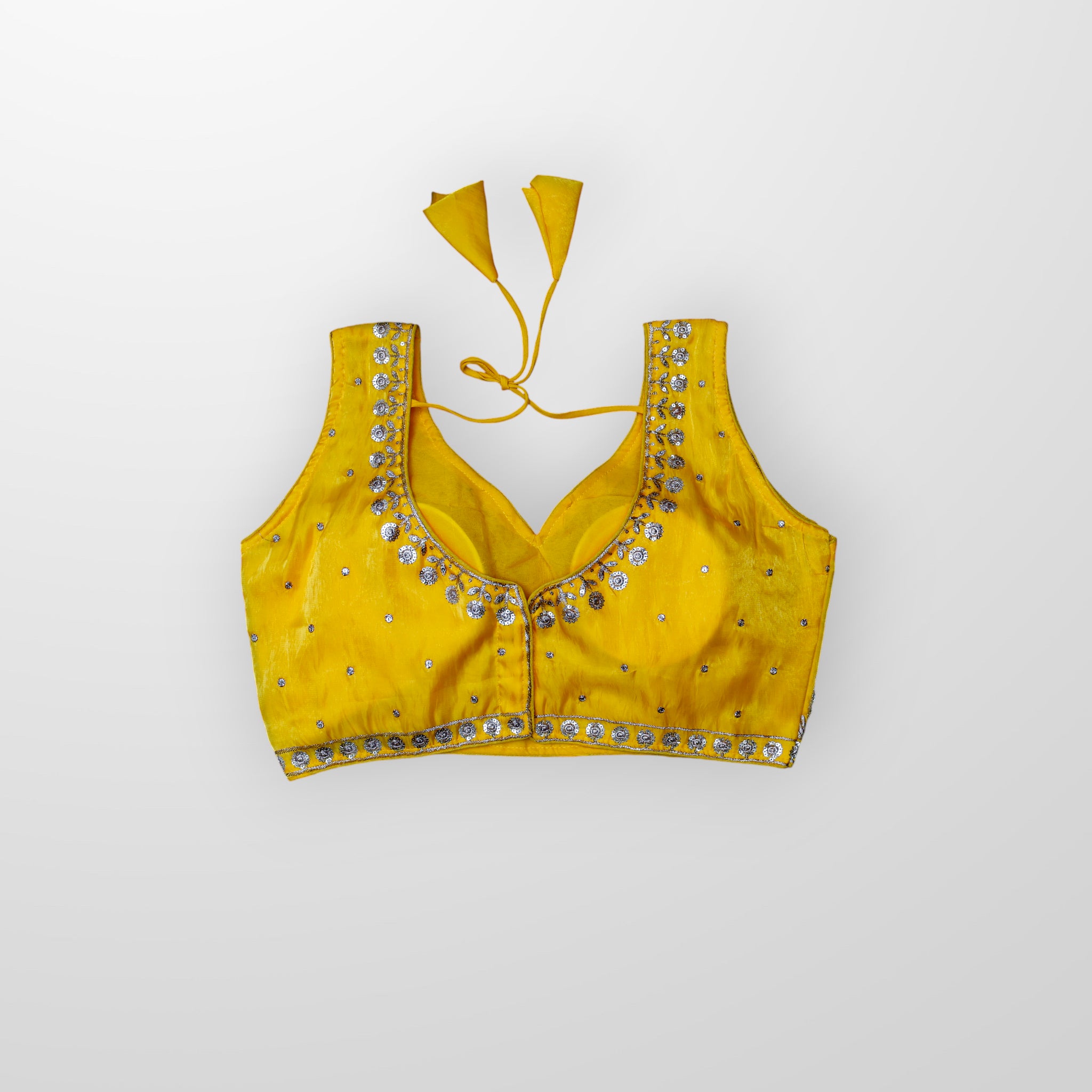 Silk Sequined Zari Leaf Embroidered Blouse