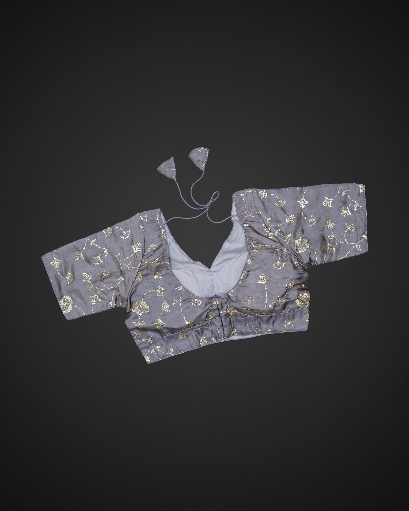 Silk V Neck Half Sleeve Readymade Blouse