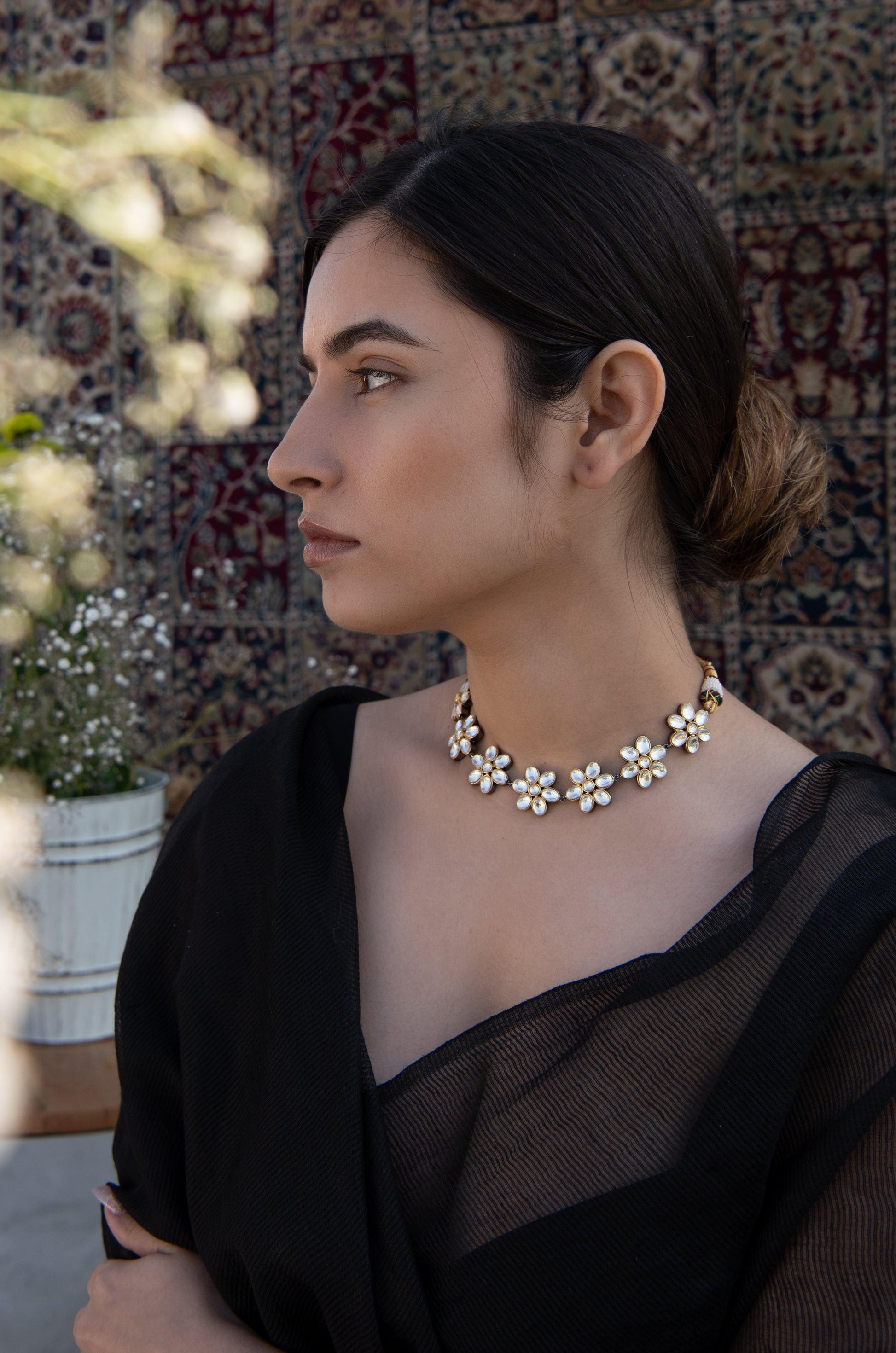 Blooming Polki Choker Necklace - Dyulokha