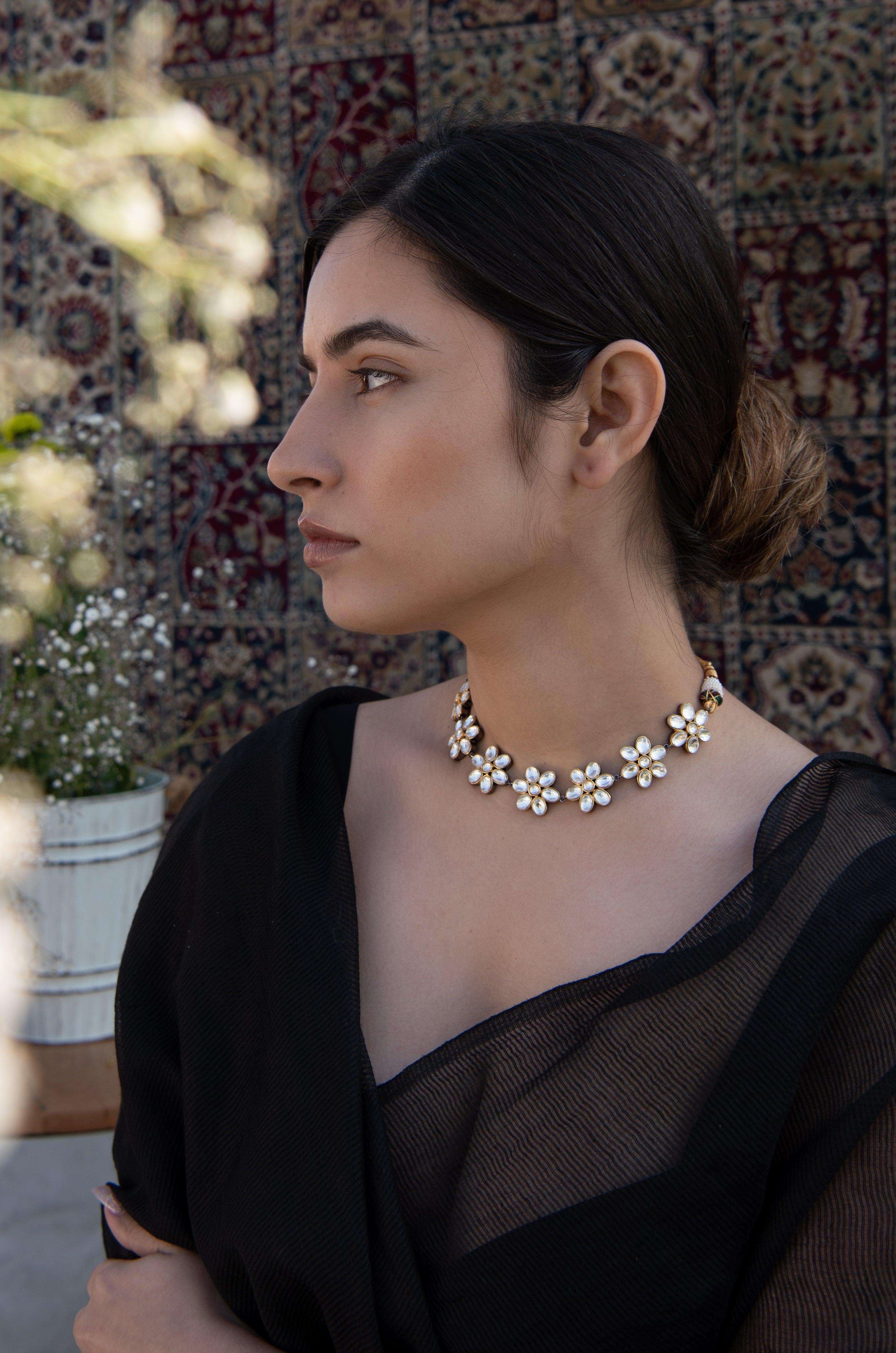 Blooming Polki Choker Necklace - Dyulokha