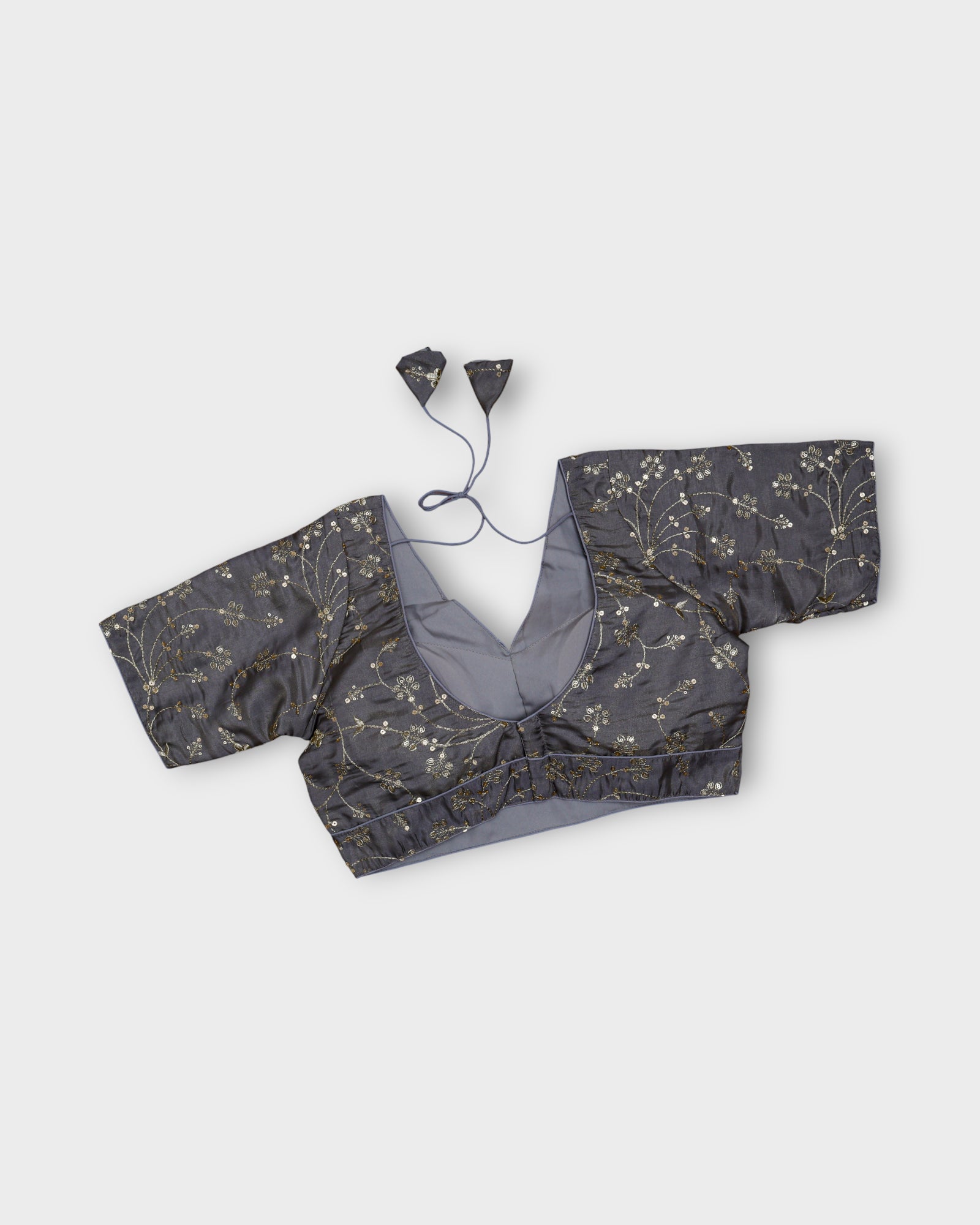 Silk V Neck Fitted Sleeve Readymade Blouse