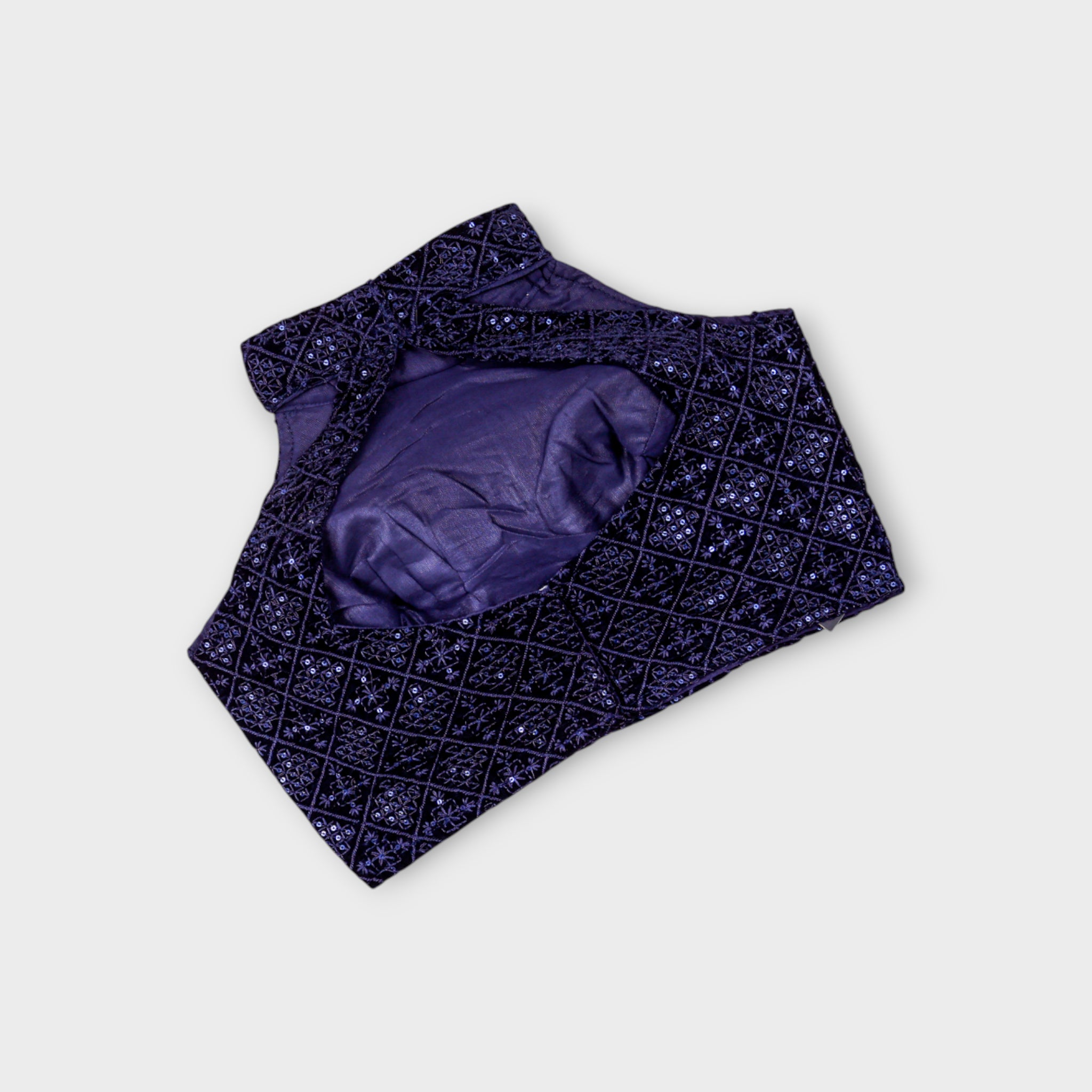 Velvet Jewel Neck Readymade Blouse