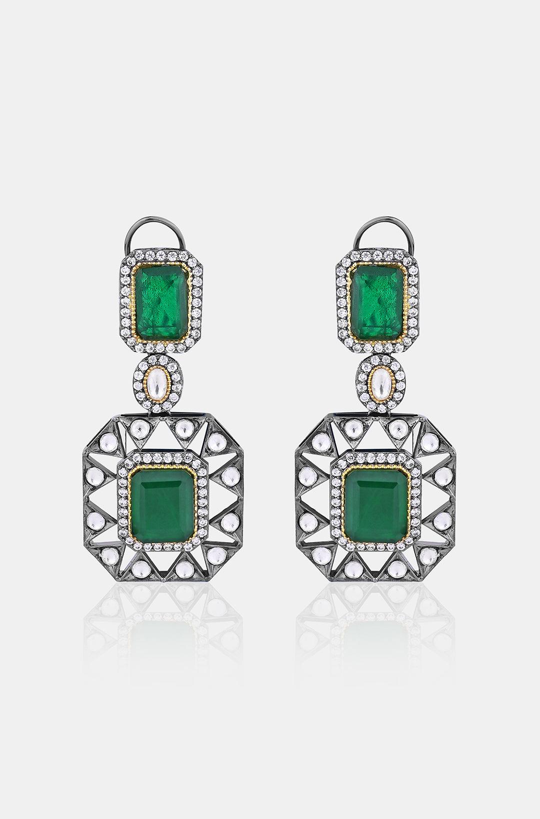 Emerald Majesty Victorian Polki Set - Dyulokha
