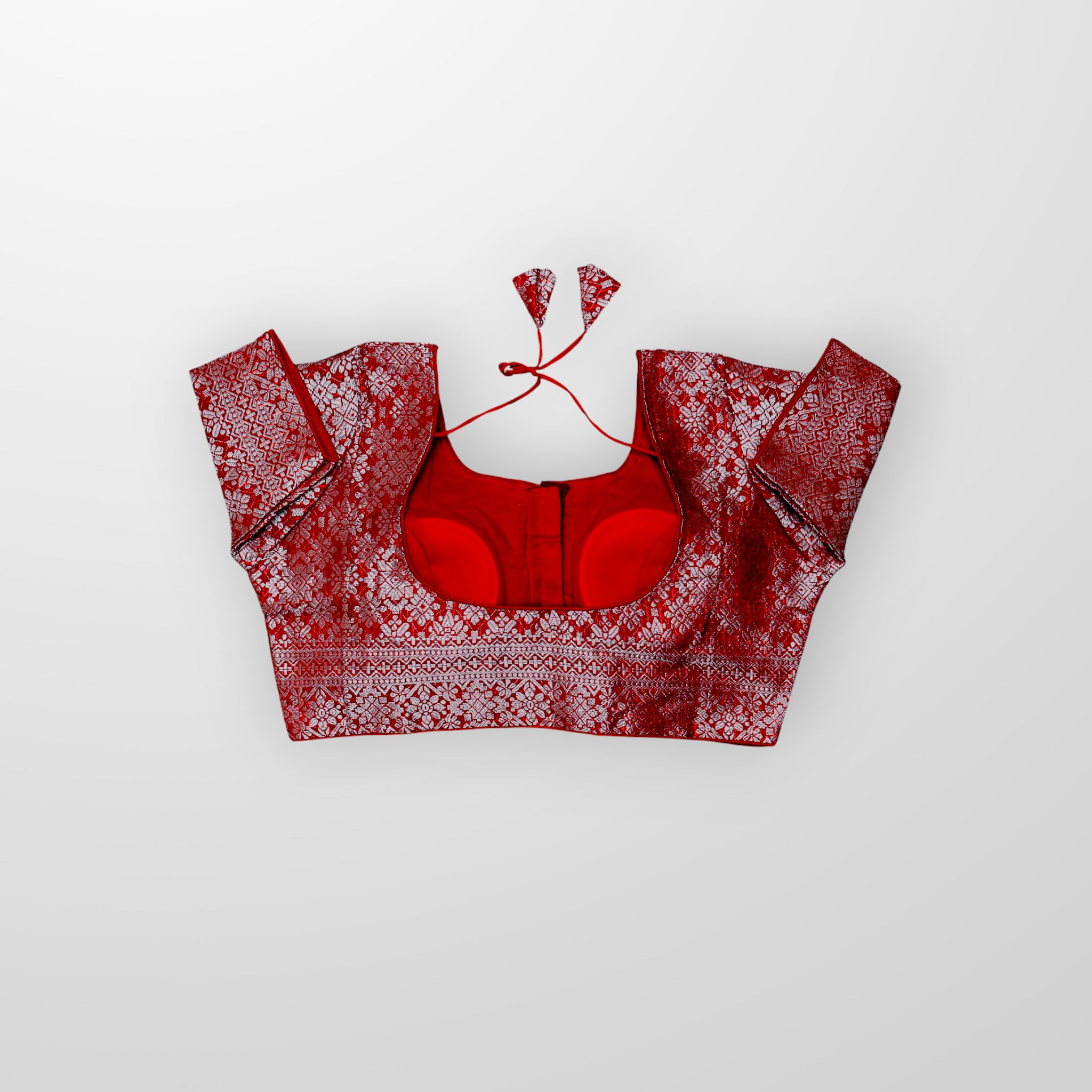 Silver Brocade Silk Jacquard Readymade Blouse