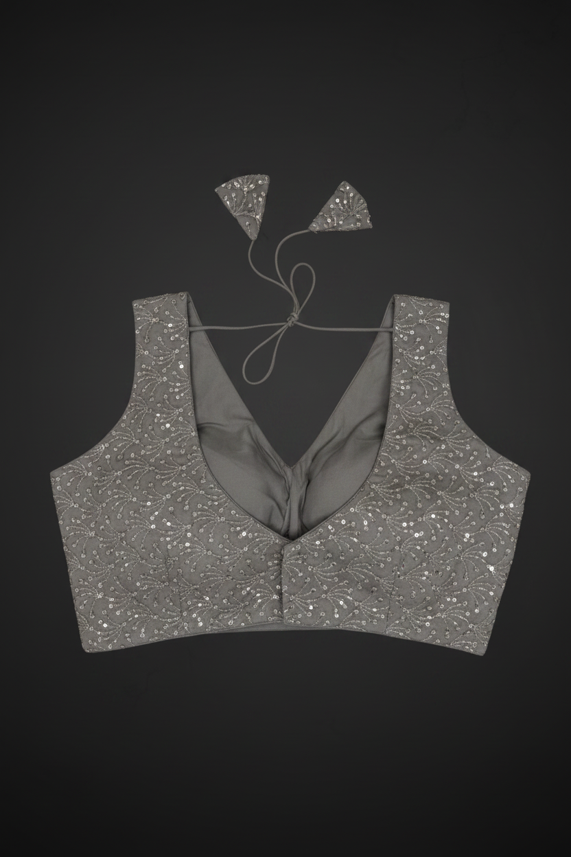 V Neck Embroidered Cotton Readymade Blouse