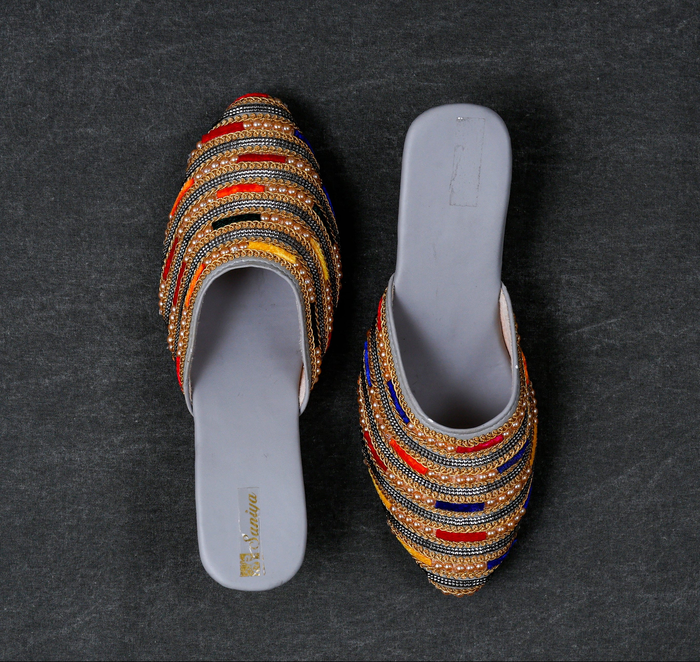 Two Tone Yellow Ethnic Mules