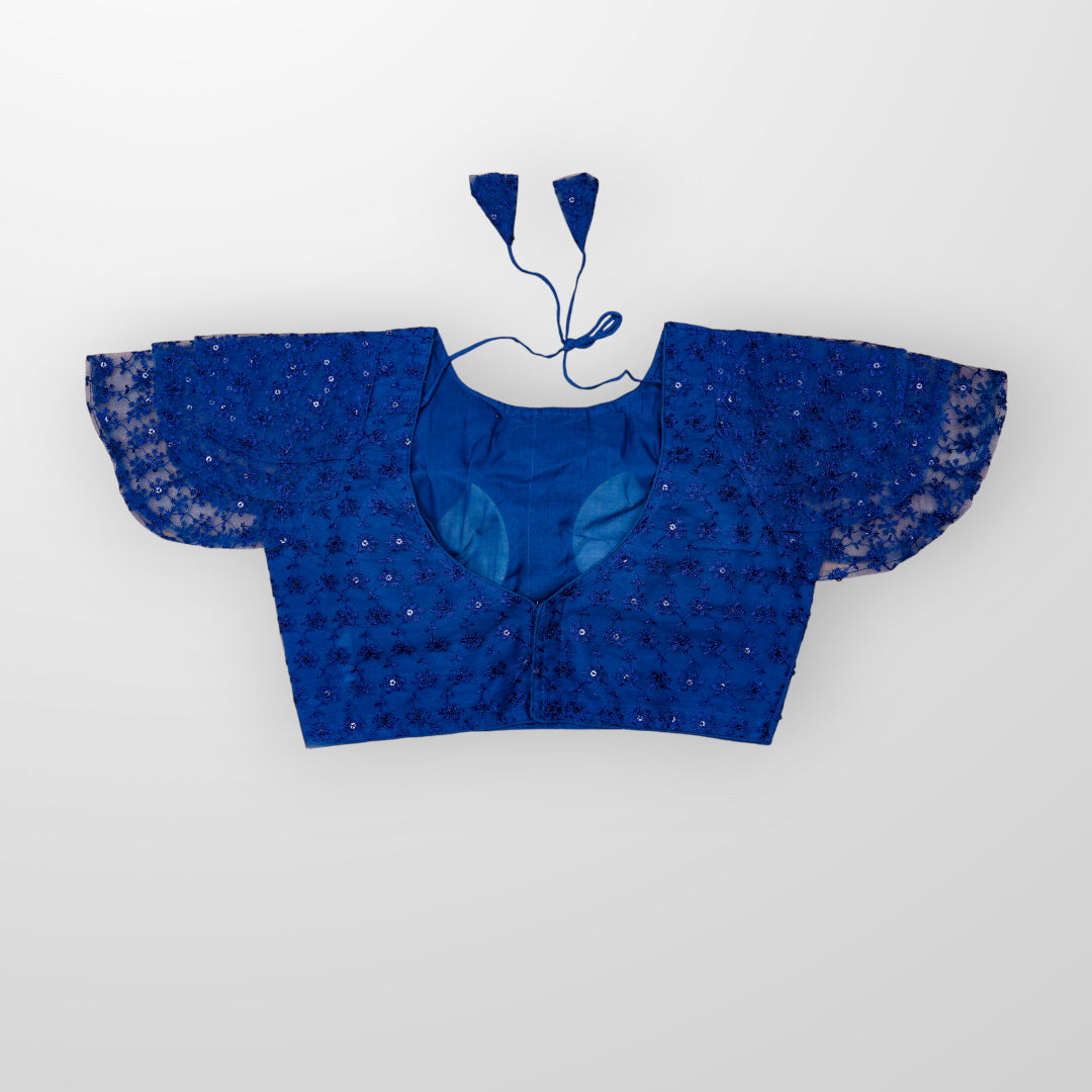 Embroidered Ruffle Sleeve Cotton Readymade Blouse