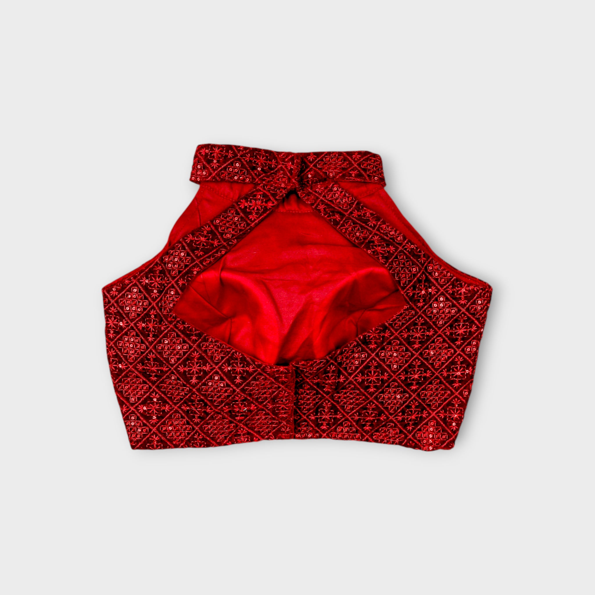 Velvet Jewel Neck Readymade Blouse