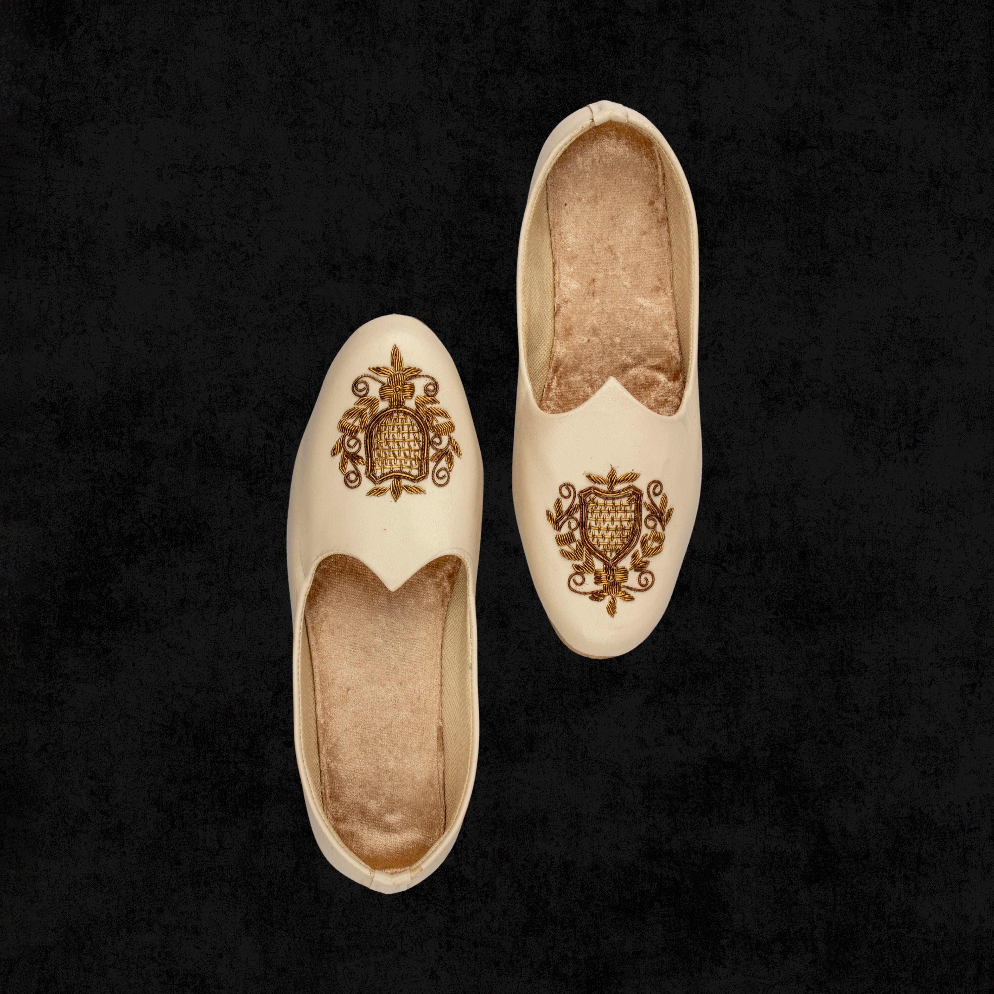 Cream Almond Shape Rexine Ethnic Loafers