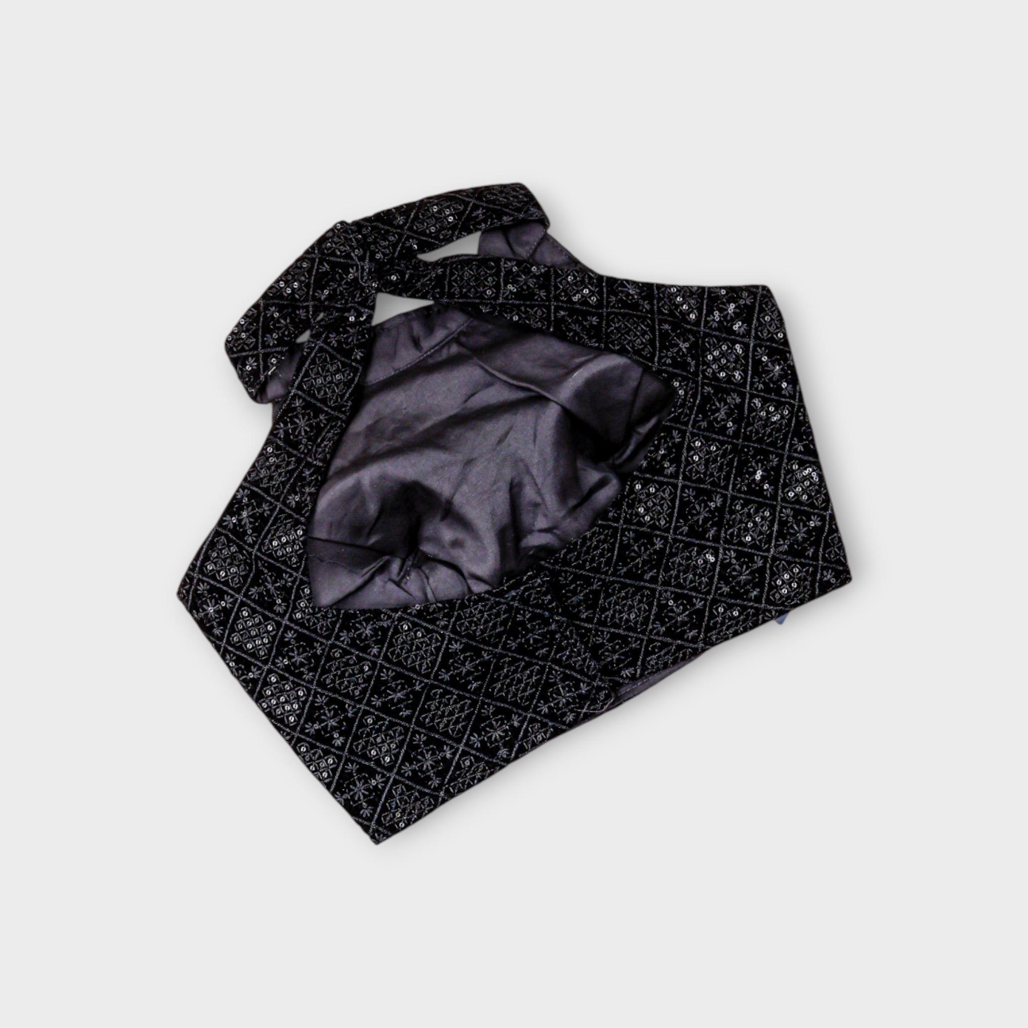 Velvet Jewel Neck Readymade Blouse