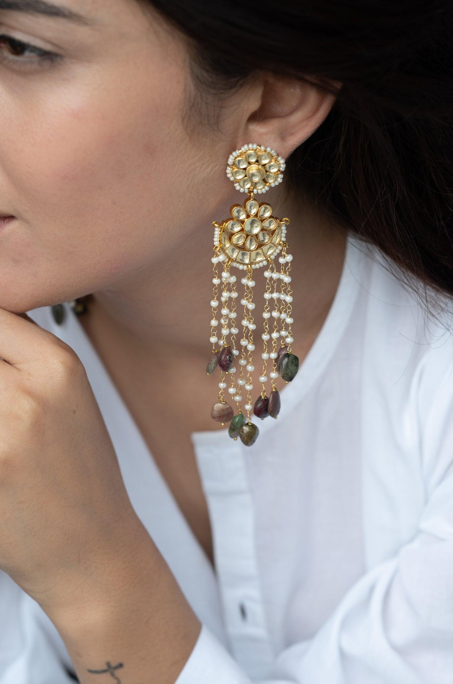 Multicolor Kundan Sparkle Earrings - Dyulokha