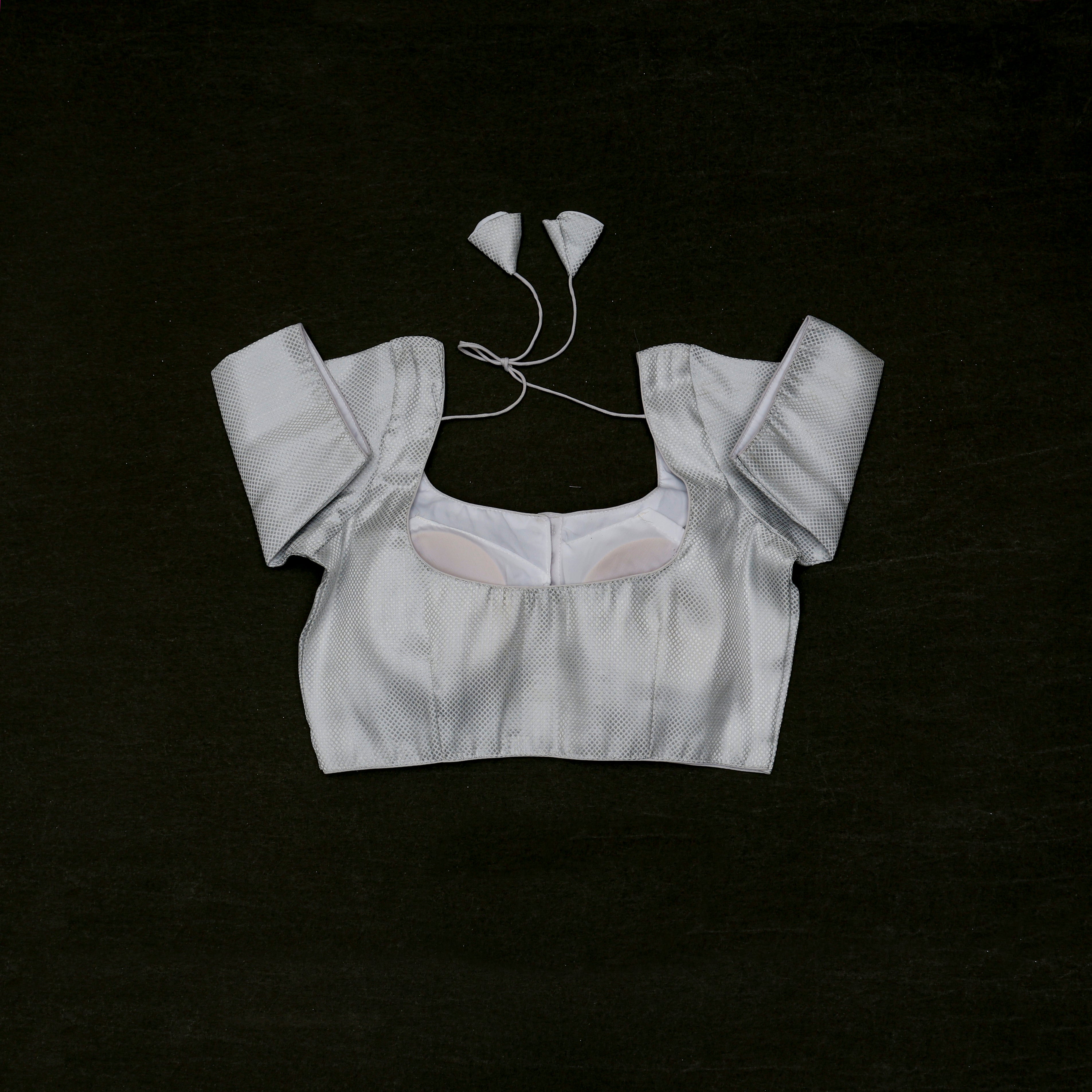 Tissue U Neck Fitted Sleeve Readymade Blouse