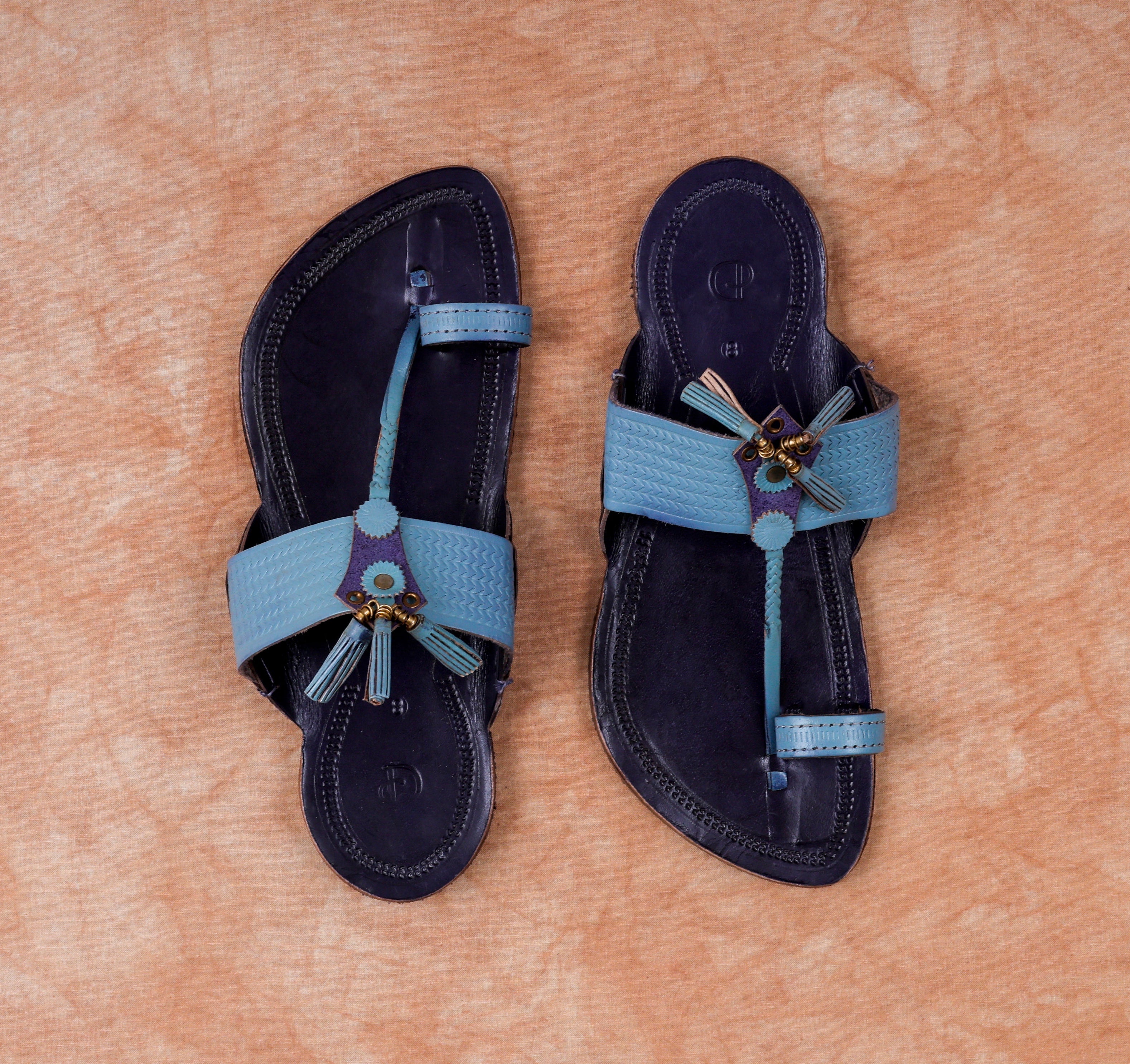 Blue Handcrafted Kolhapuri Sandals
