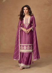Embroidered Chinon Silk Sharara Suit