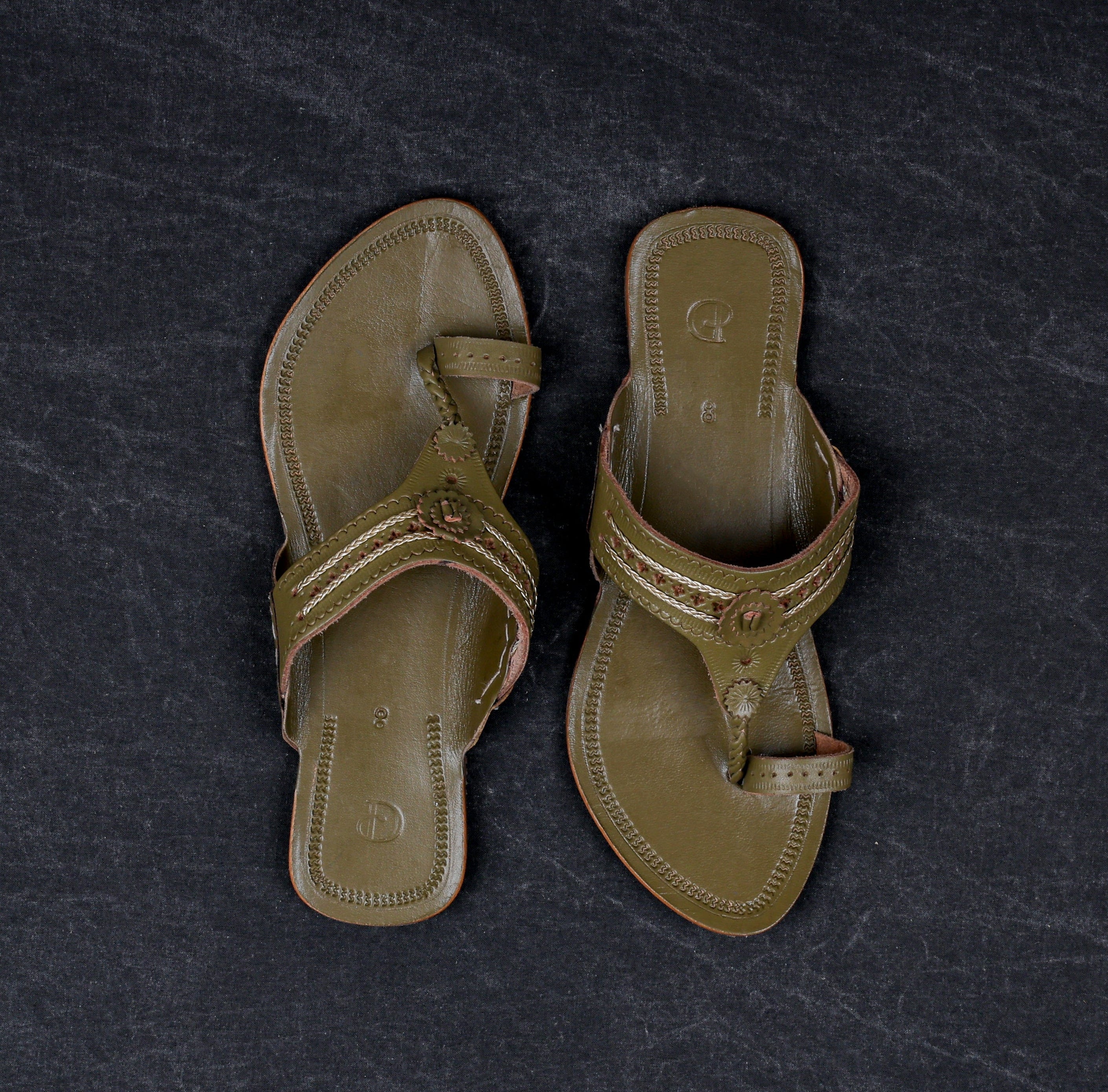Olive Green Artisan Kolhapuri Sandals