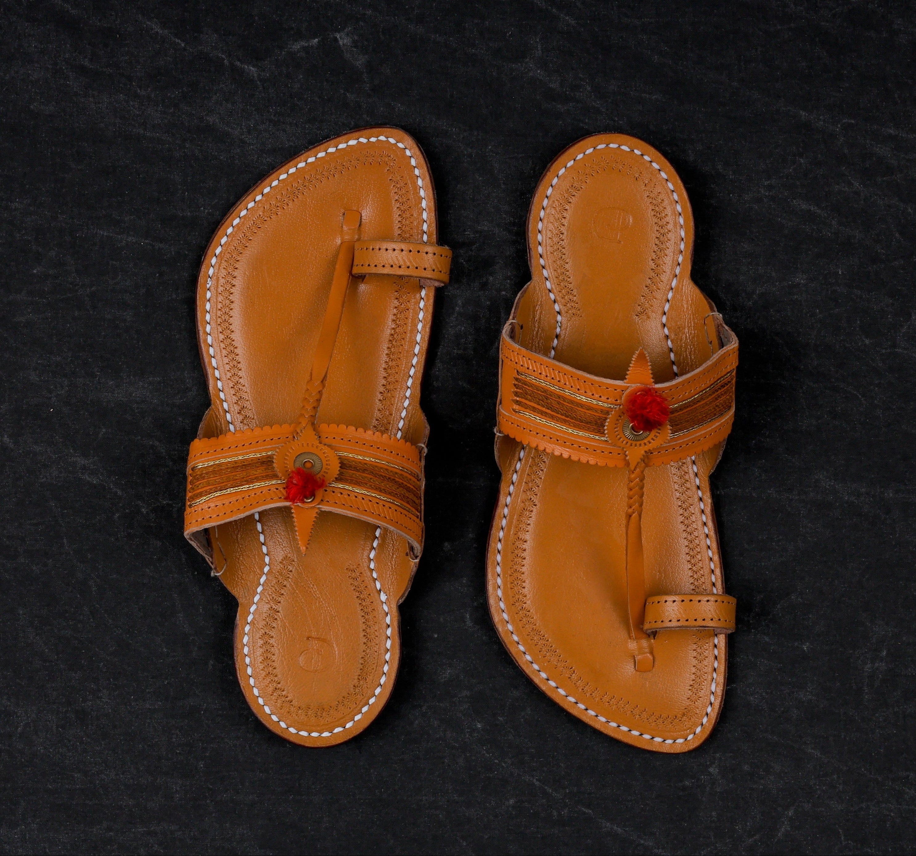 Tan Traditional Leather Kolhapuri Sandals